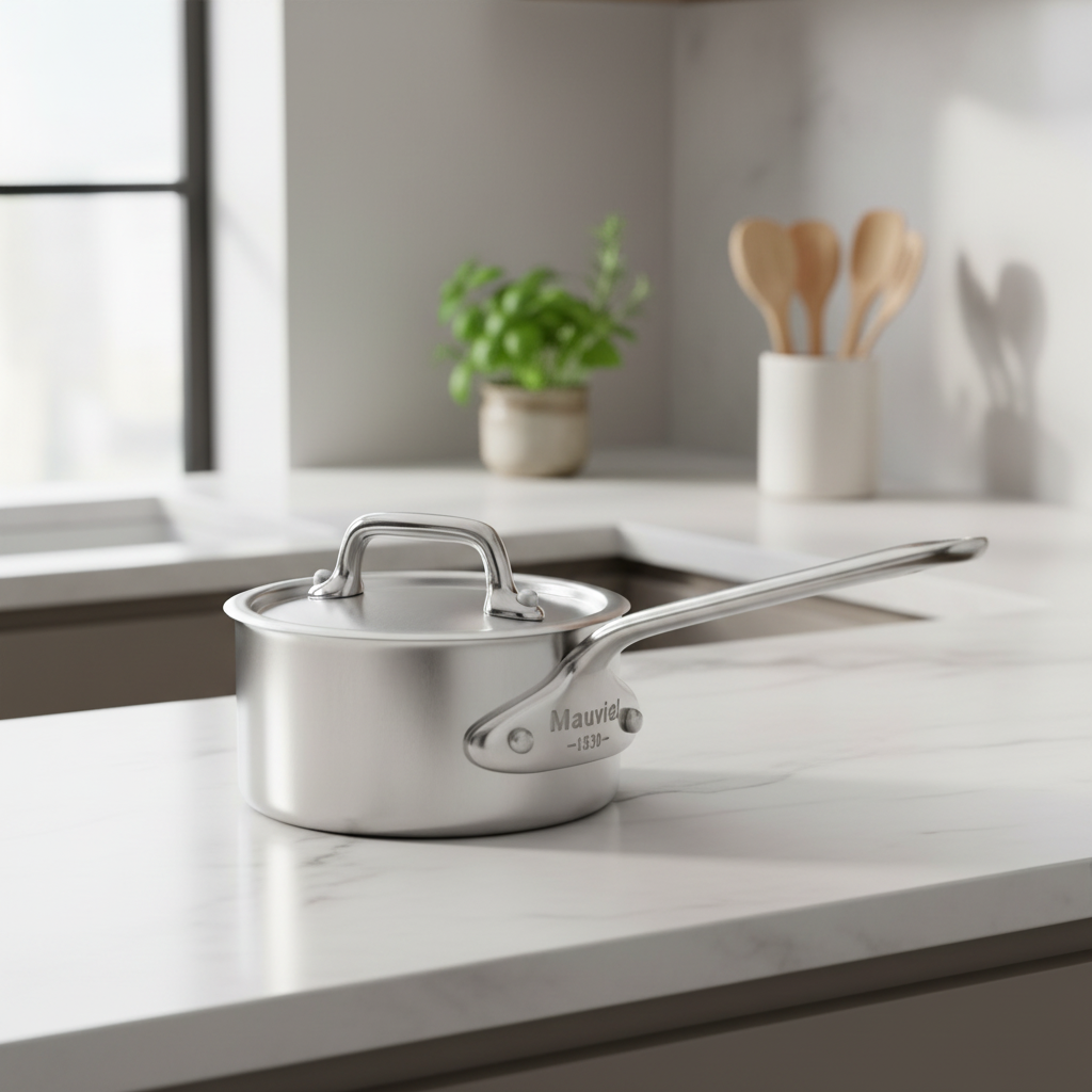 Mauviel M'Pure Sauce Pan With Lid, Cast Stainless Steel Handle, 0.5-Qt - Mauviel1830