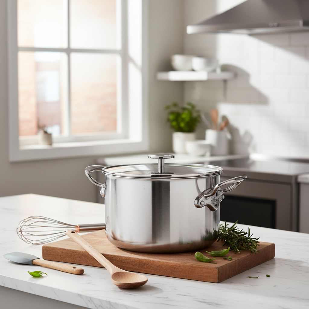 Mauviel M'Pure Stew Pan With Glass Lid, Cast Stainless Steel Onyx Handles, 10-Qt - Mauviel1830