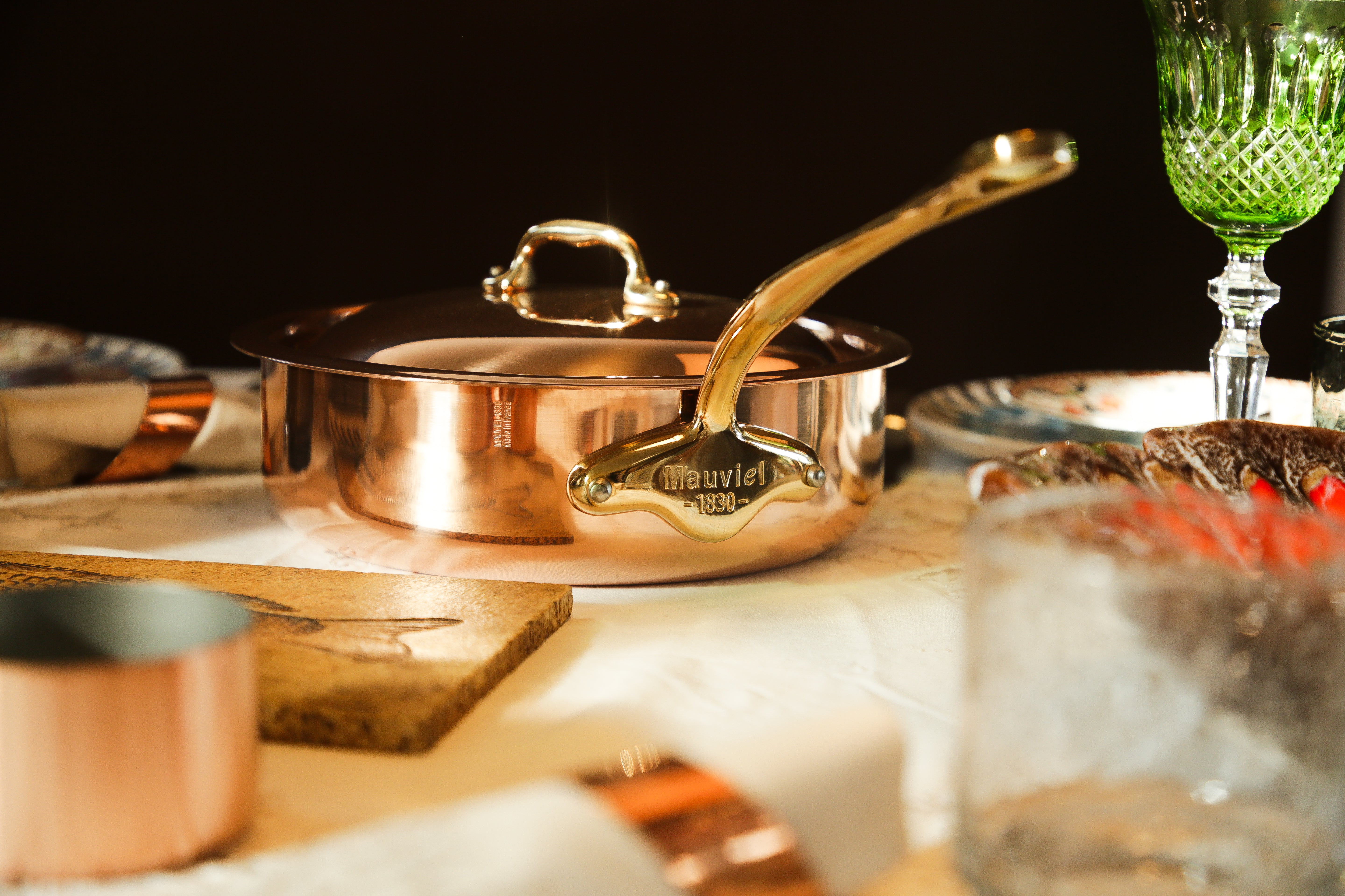 Mauviel M'Heritage M'150 B Copper Saute Pan With Brass Handle, 1.9-Qt - Mauviel1830