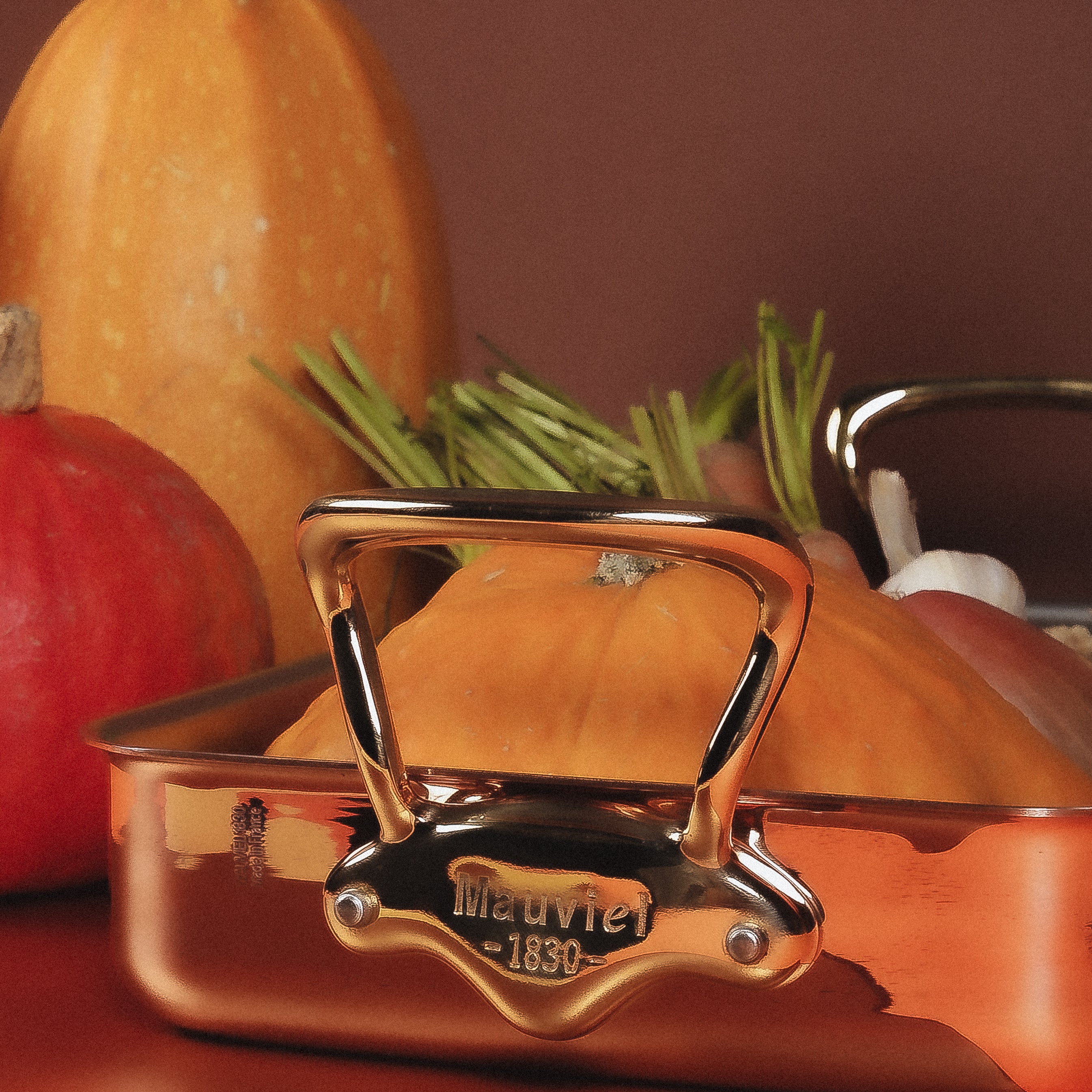 Mauviel Copper Roasting Pan With Brass Handles, 13.7 x 9.8-In - Mauviel1830