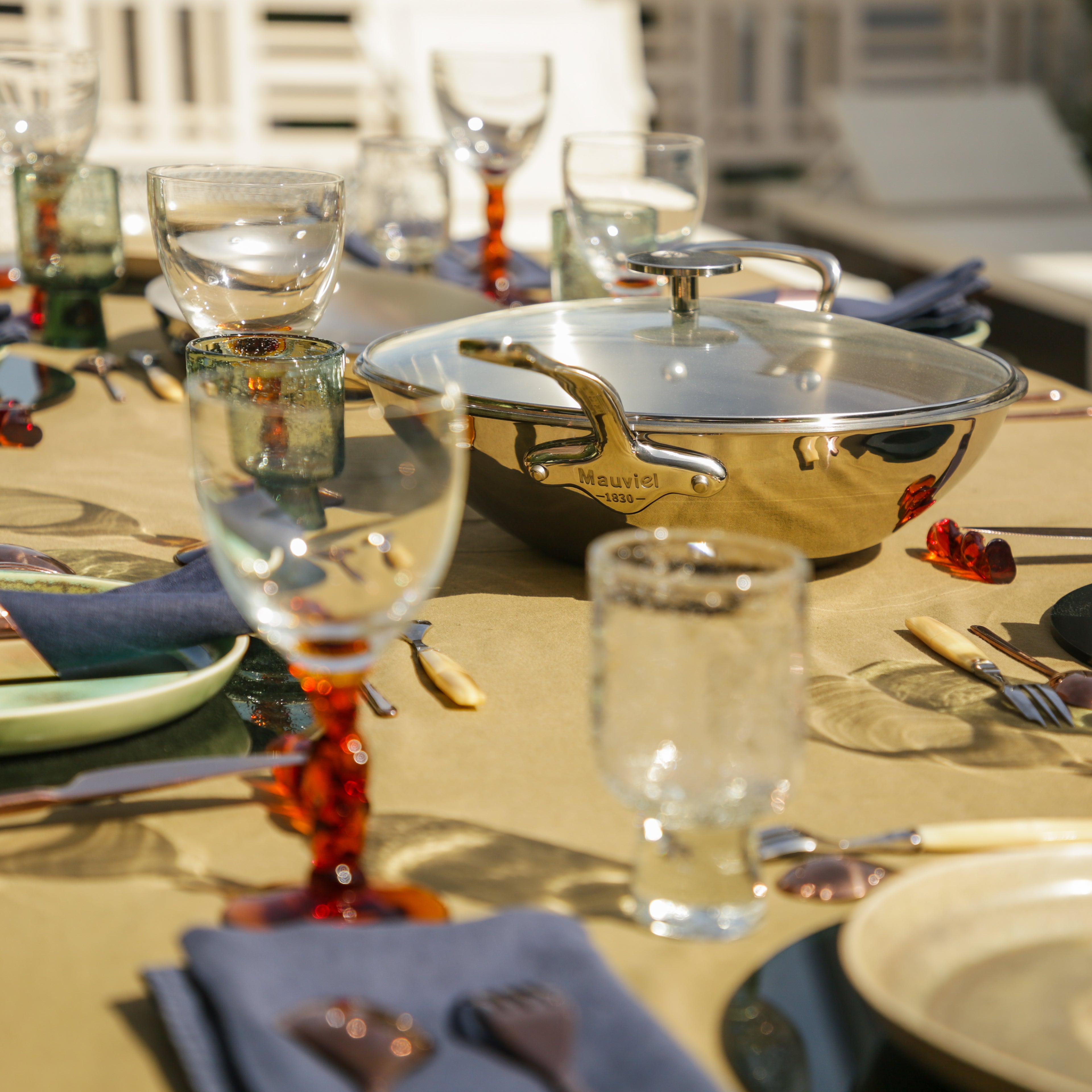 Mauviel M'COOK 5-Ply Wok With Rack, Cast Stainless Steel Long Handle, 5-Qt - Mauviel1830