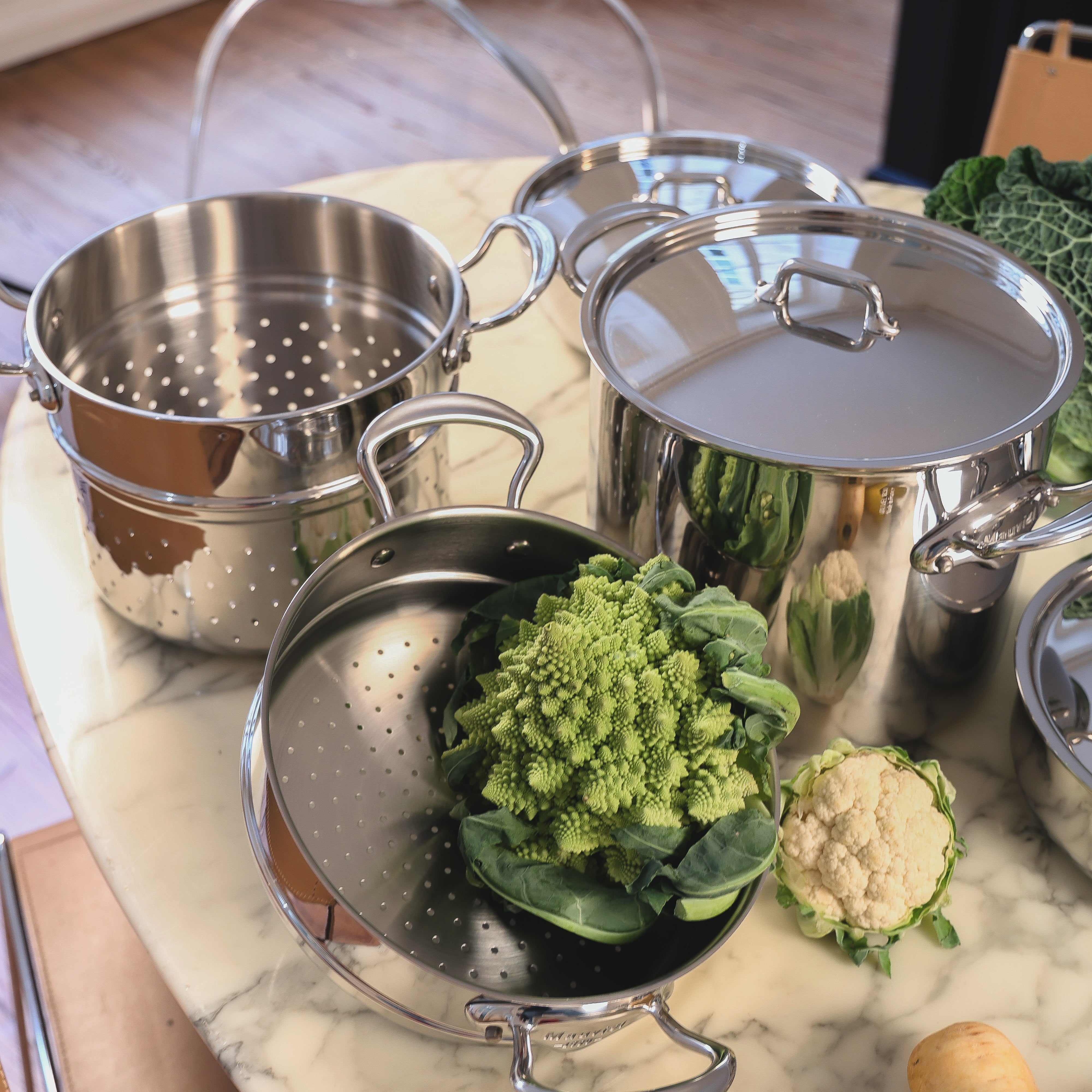 Mauviel Pasta Insert With Cast Stainless Steel Handle, 9.4-in - Mauviel1830