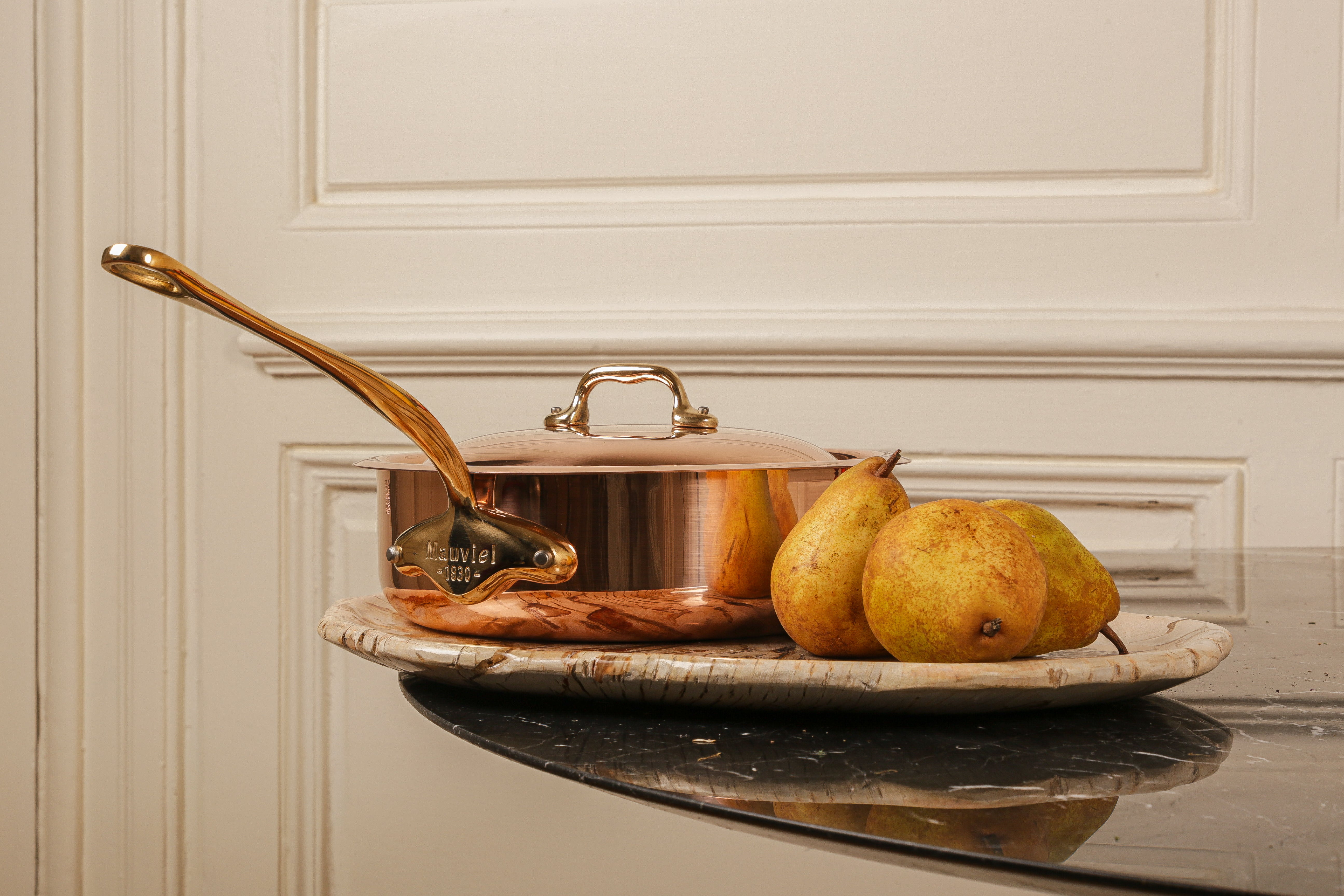 Mauviel M'Heritage M'150 B Copper Saute Pan With Brass Handle, 1.9-Qt - Mauviel1830