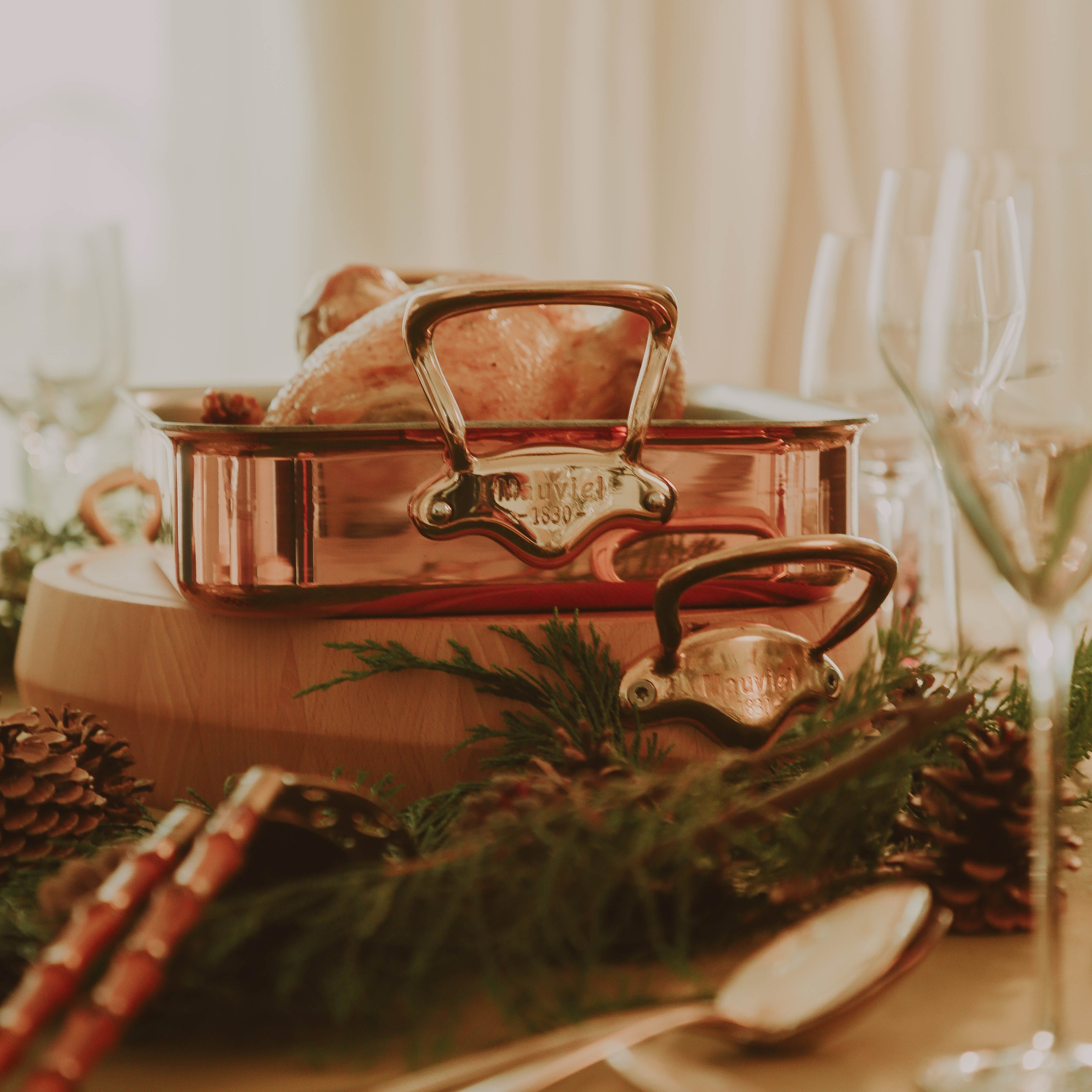 Mauviel Copper Roasting Pan With Brass Handles, 13.7 x 9.8-In - Mauviel1830