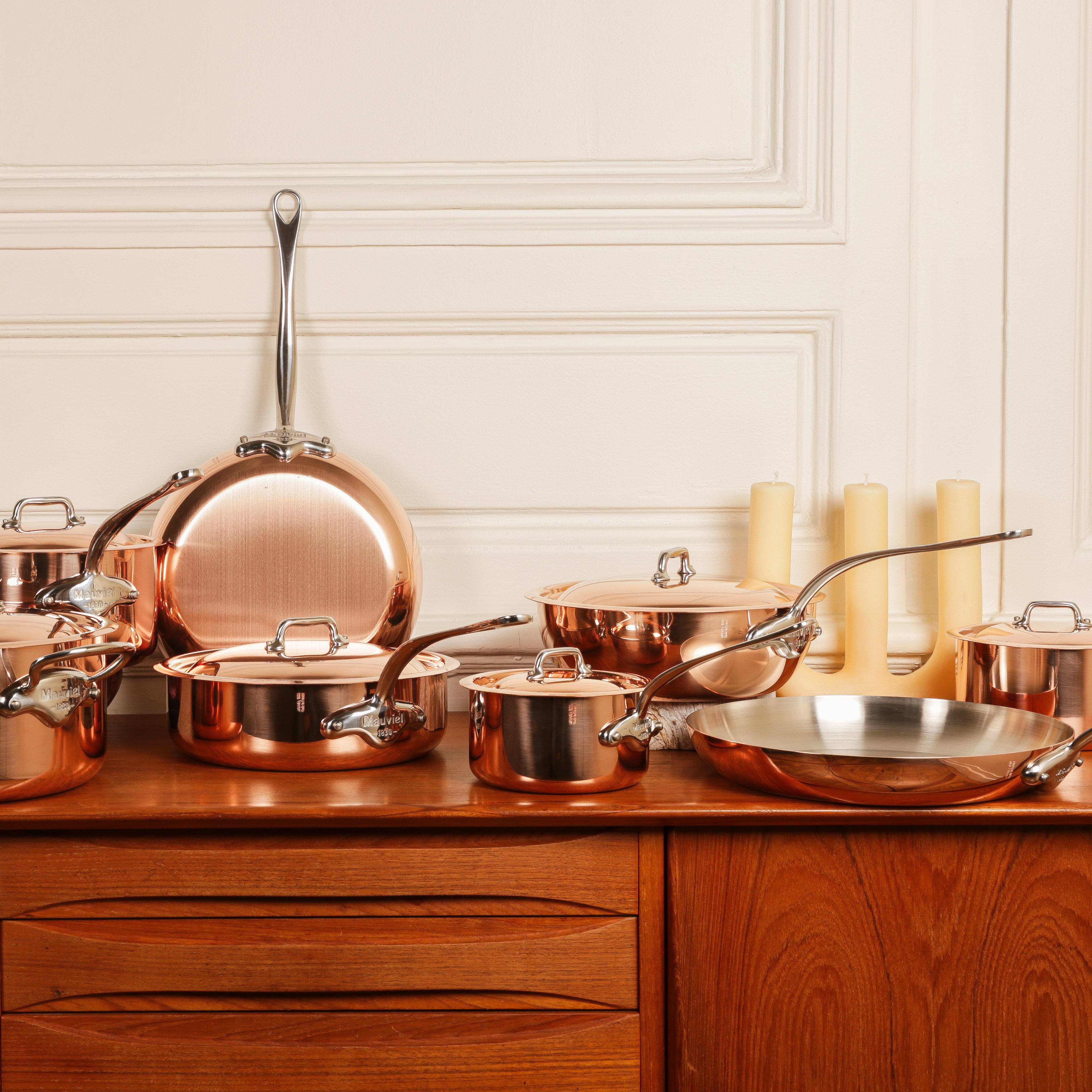 Mauviel M'Heritage M'150 S Copper Chef Pan With Lid, Cast Stainless Steel Handle, 2.1-Qt - Mauviel1830