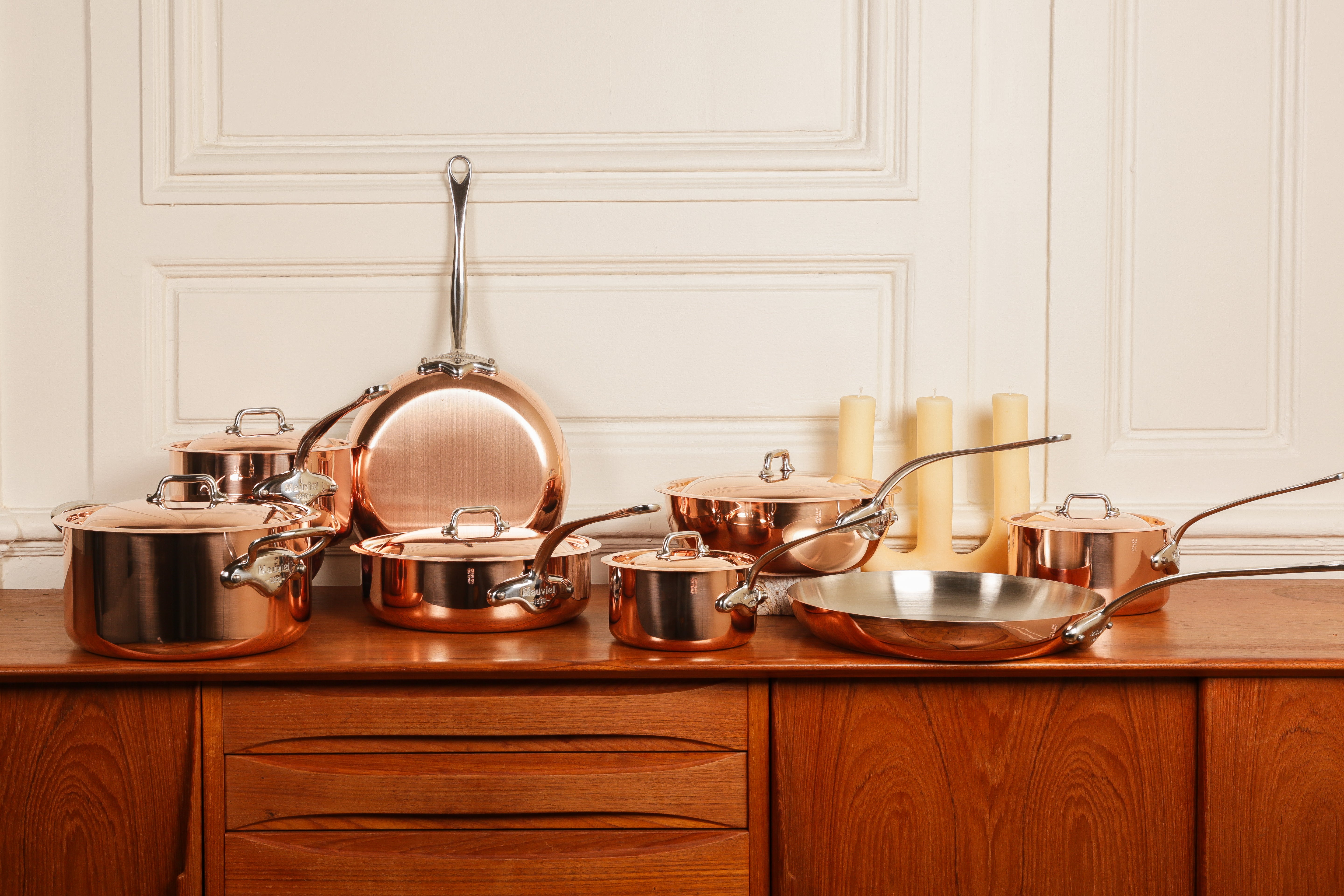 Mauviel M'Heritage M'150 S Copper Chef Pan With Lid, Cast Stainless Steel Handle, 2.1-Qt - Mauviel1830