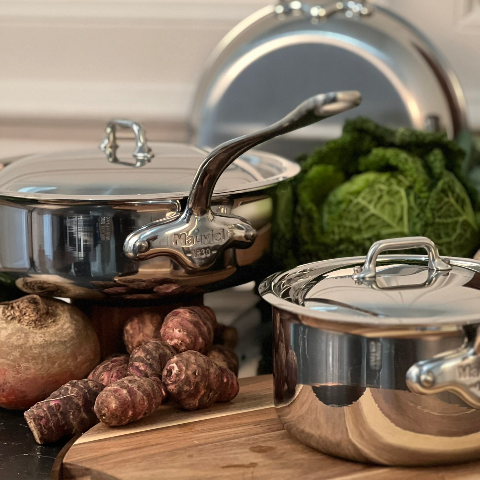 Mauviel M'COOK 5-Ply Sauté Pan With Lid, Cast Stainless Steel Handle - Mauviel1830