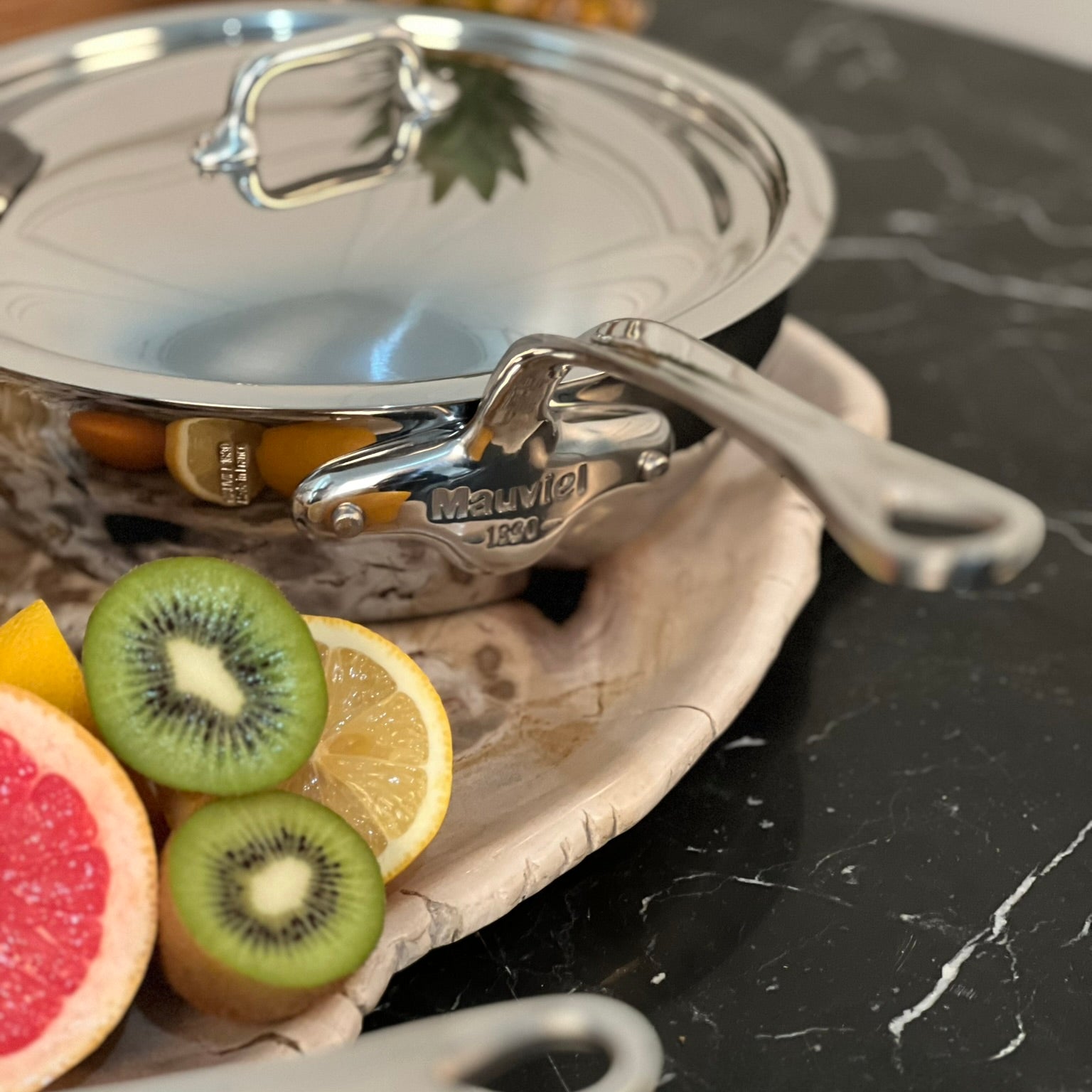 Mauviel M'COOK 5-Ply Chef Pan With lid, Cast Stainless Steel Handle - Mauviel1830