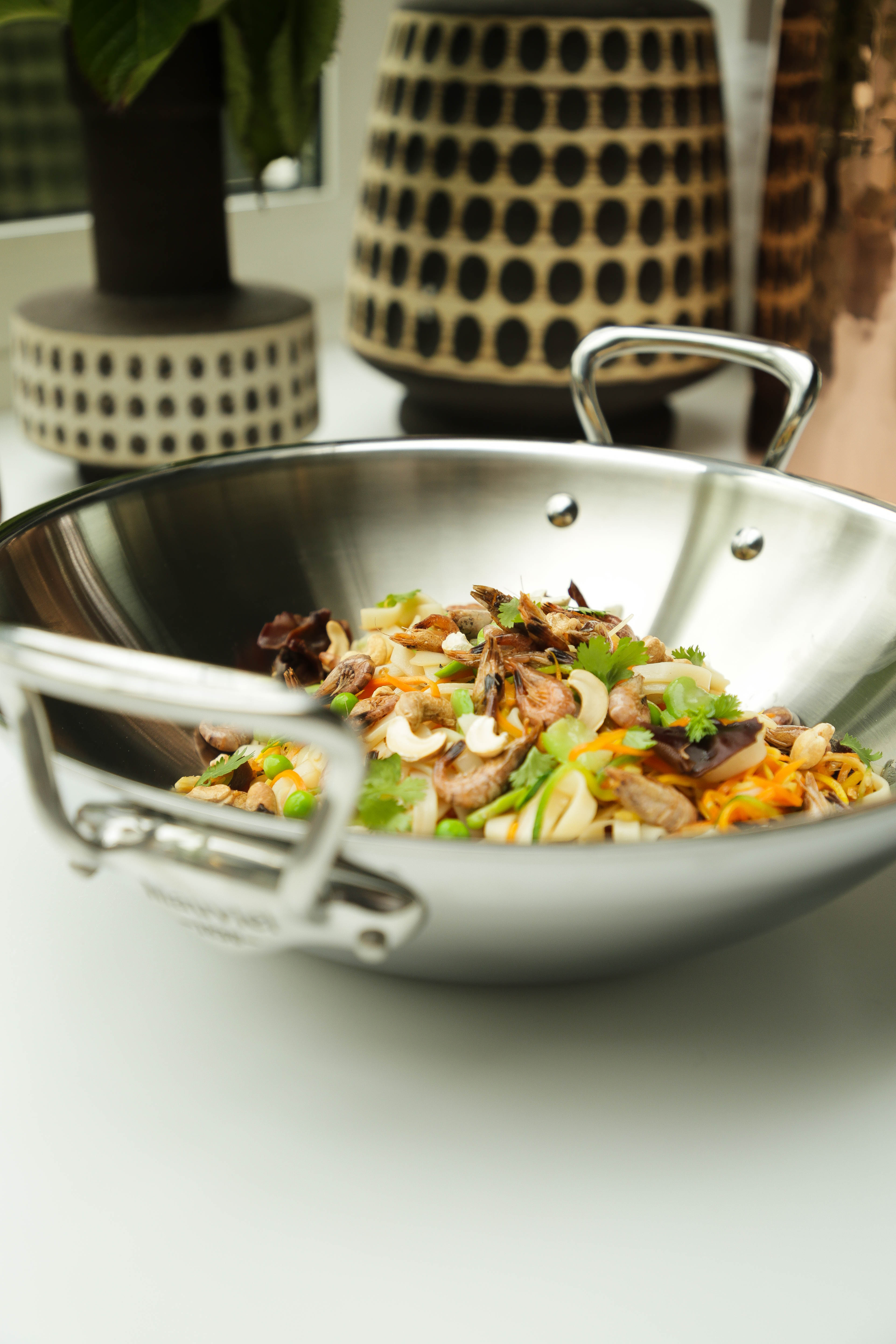 Mauviel M'COOK 5-Ply Wok With Rack, Two Cast Stainless Steel Handles, 12.6-In - Mauviel1830