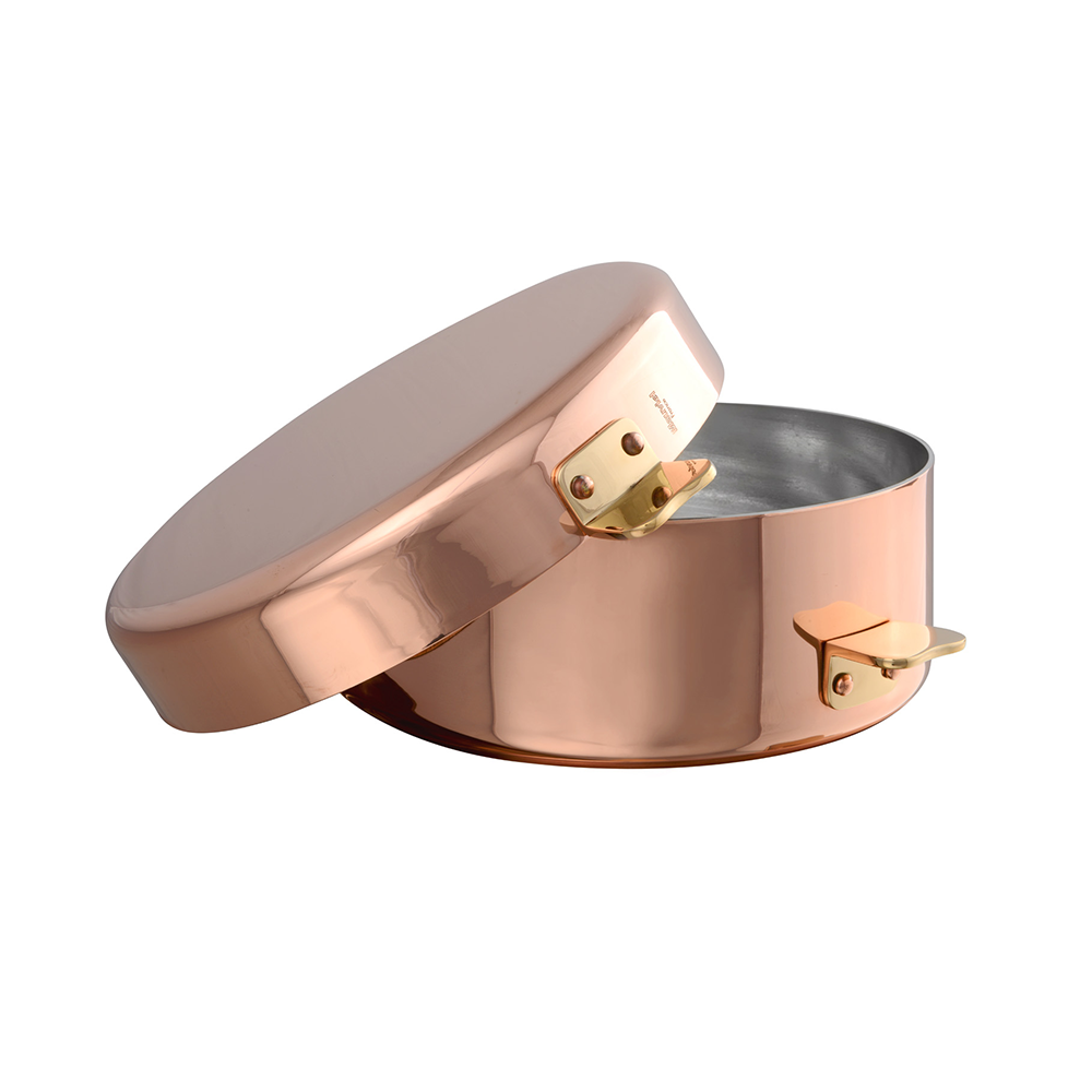 Mauviel M'Tradition Polished Copper & Tin Inside Pomme-Anna Sauce Pan With Brass Handles - Mauviel1830