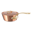 Mauviel M'Tradition Polished Copper & Tin Inside Splayed Saute Pan With Lid, Brass Handle, 3-Qt - Mauviel1830