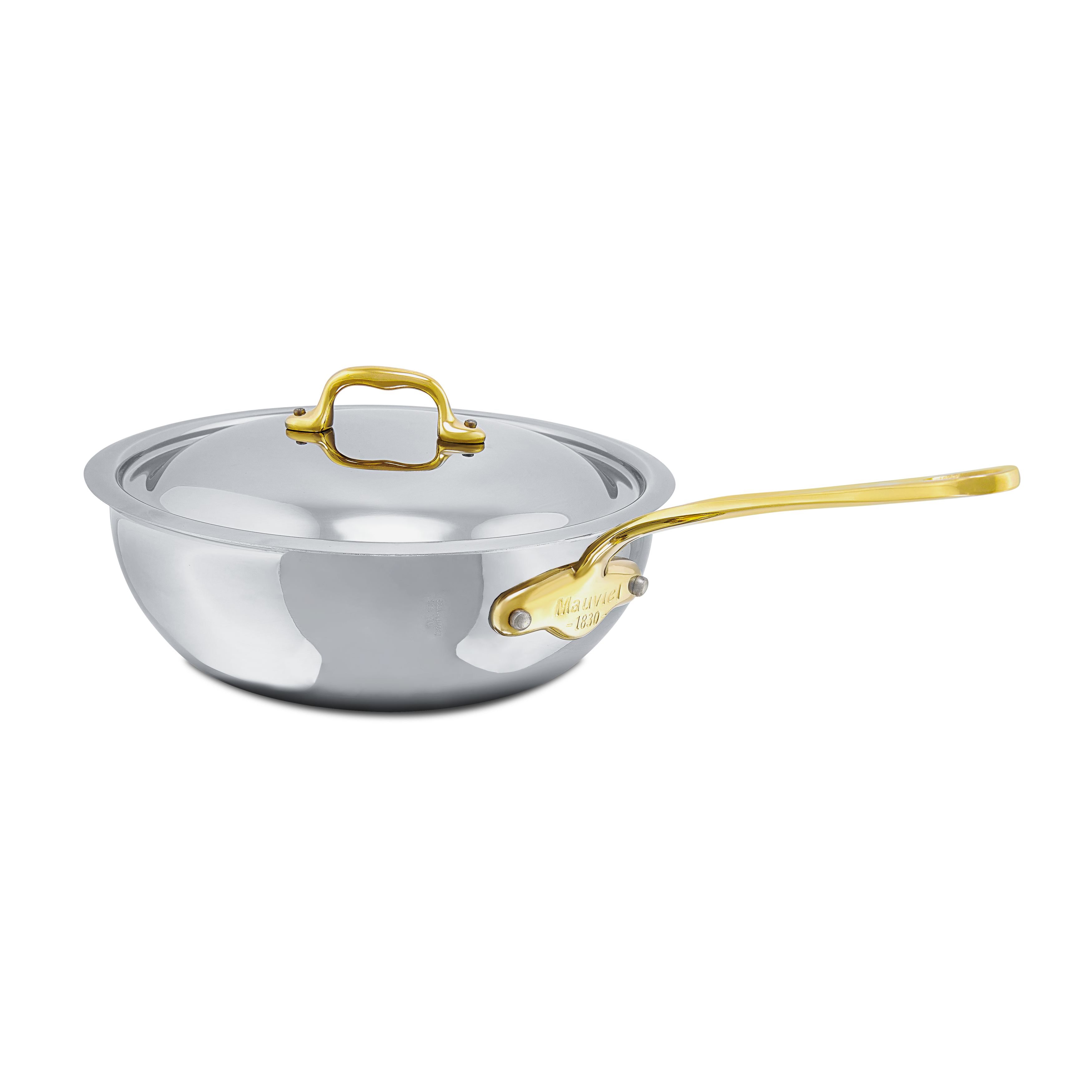 Mauviel M'COOK B 5-Ply Chef Pan With Lid, Brass Handle, 3.4-Qt - Mauviel1830