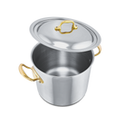 Mauviel M'COOK B 5-Ply Stockpot With Lid, Brass Handles, 9.7-Qt - Mauviel1830