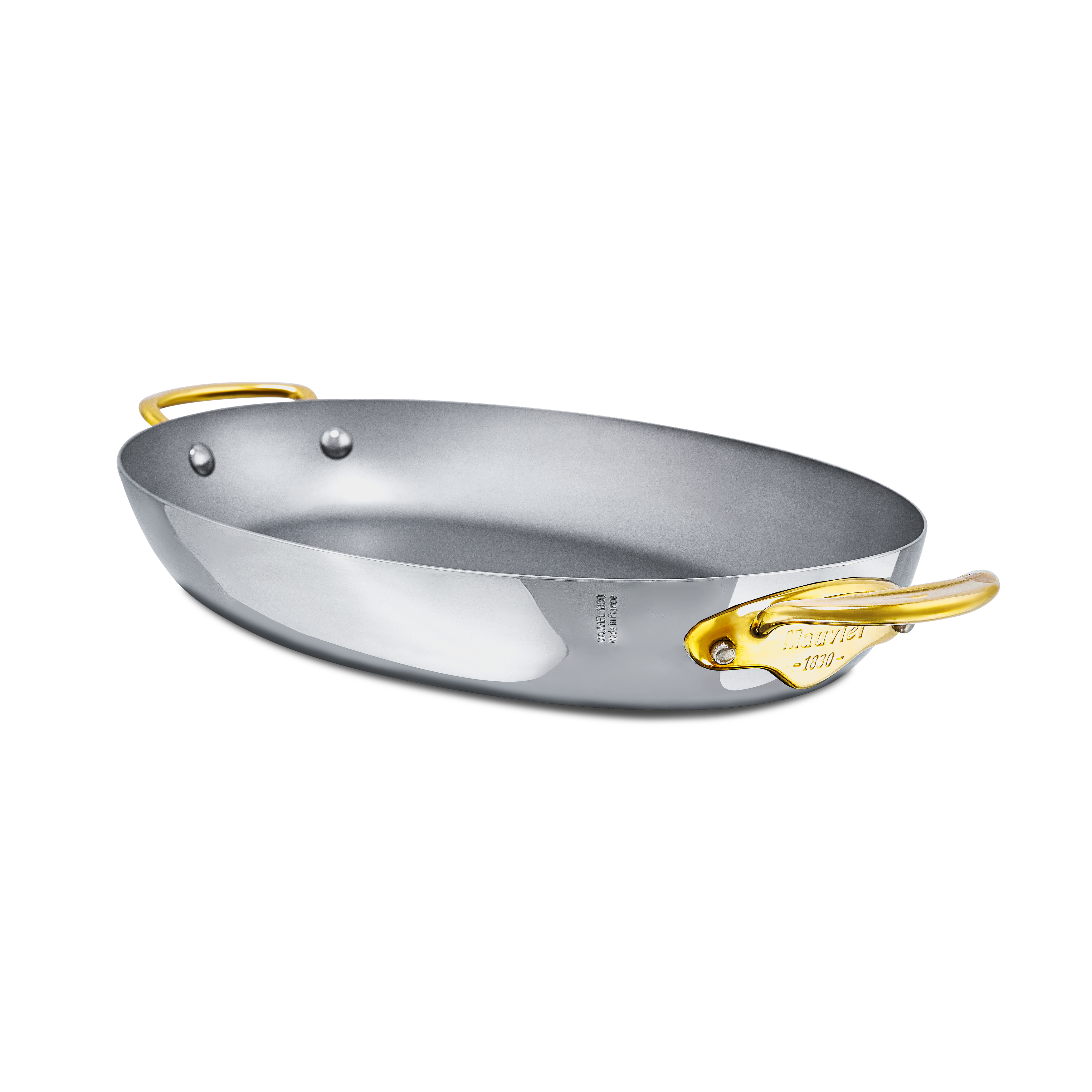 Mauviel M'COOK B 5-Ply Oval Pan With Brass Handles, 13.8-In - Mauviel1830