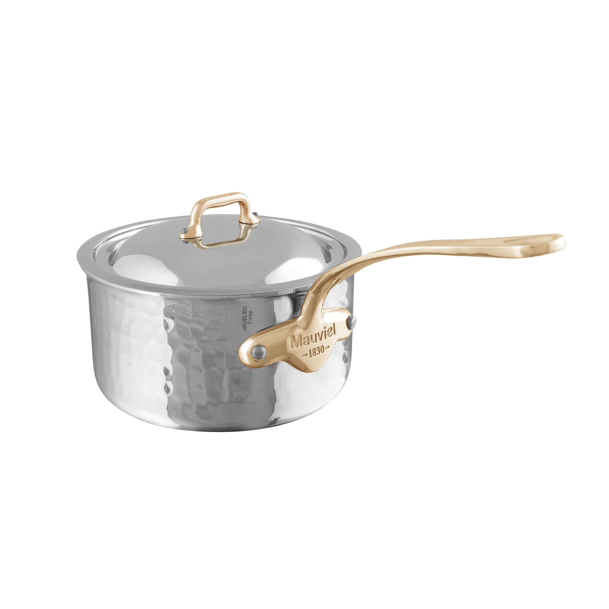Mauviel M'ELITE B Hammered 5-Ply 3-Piece Cookware Set With Brass Handles - Mauviel1830