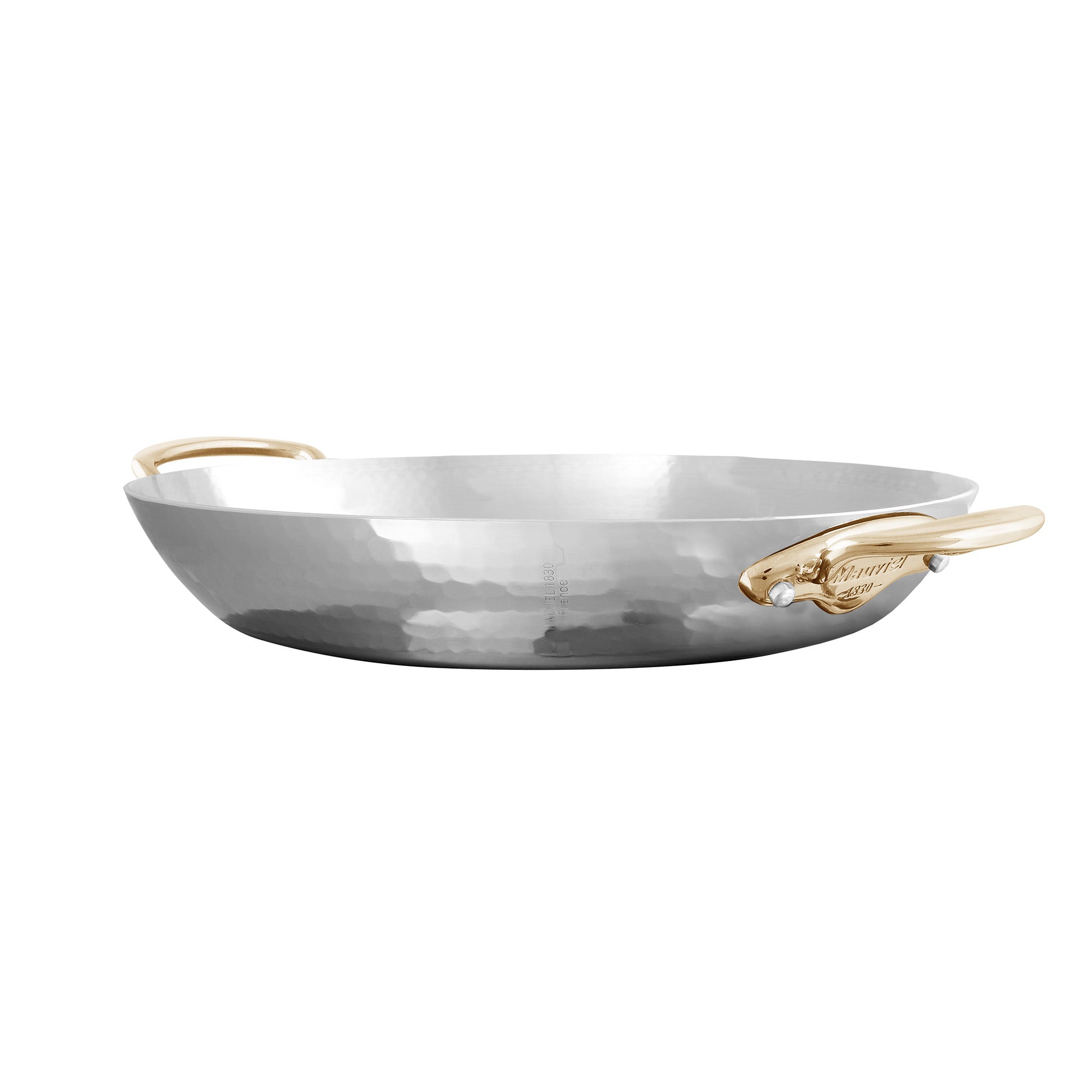 Mauviel M'ELITE B Hammered 5-Ply Round Pan With Brass Handles - Mauviel1830