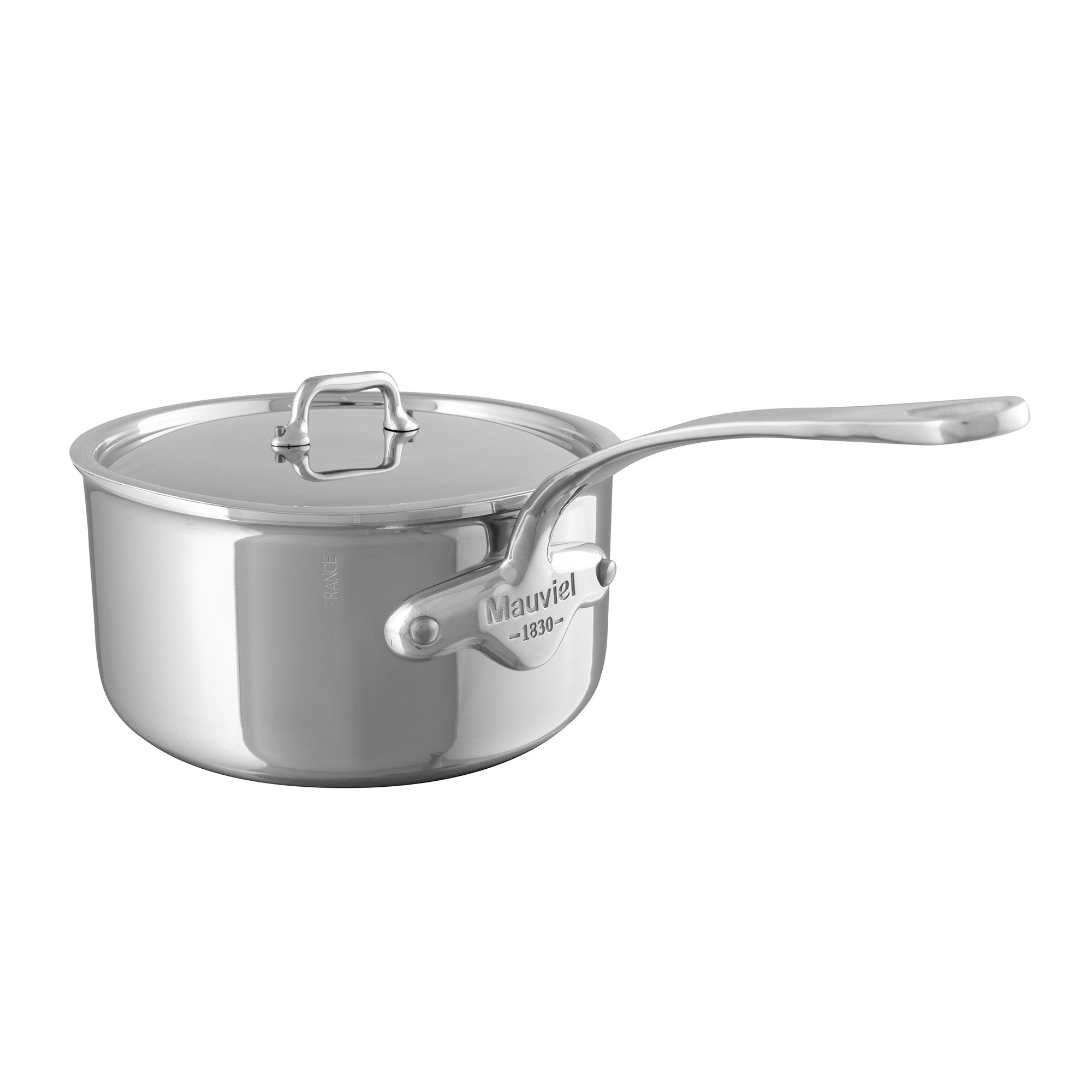 Mauviel M'URBAN 4 Tri-Ply Sauce Pan With Lid, Cast Stainless Steel Handle, 1.2-Qt - Mauviel USA
