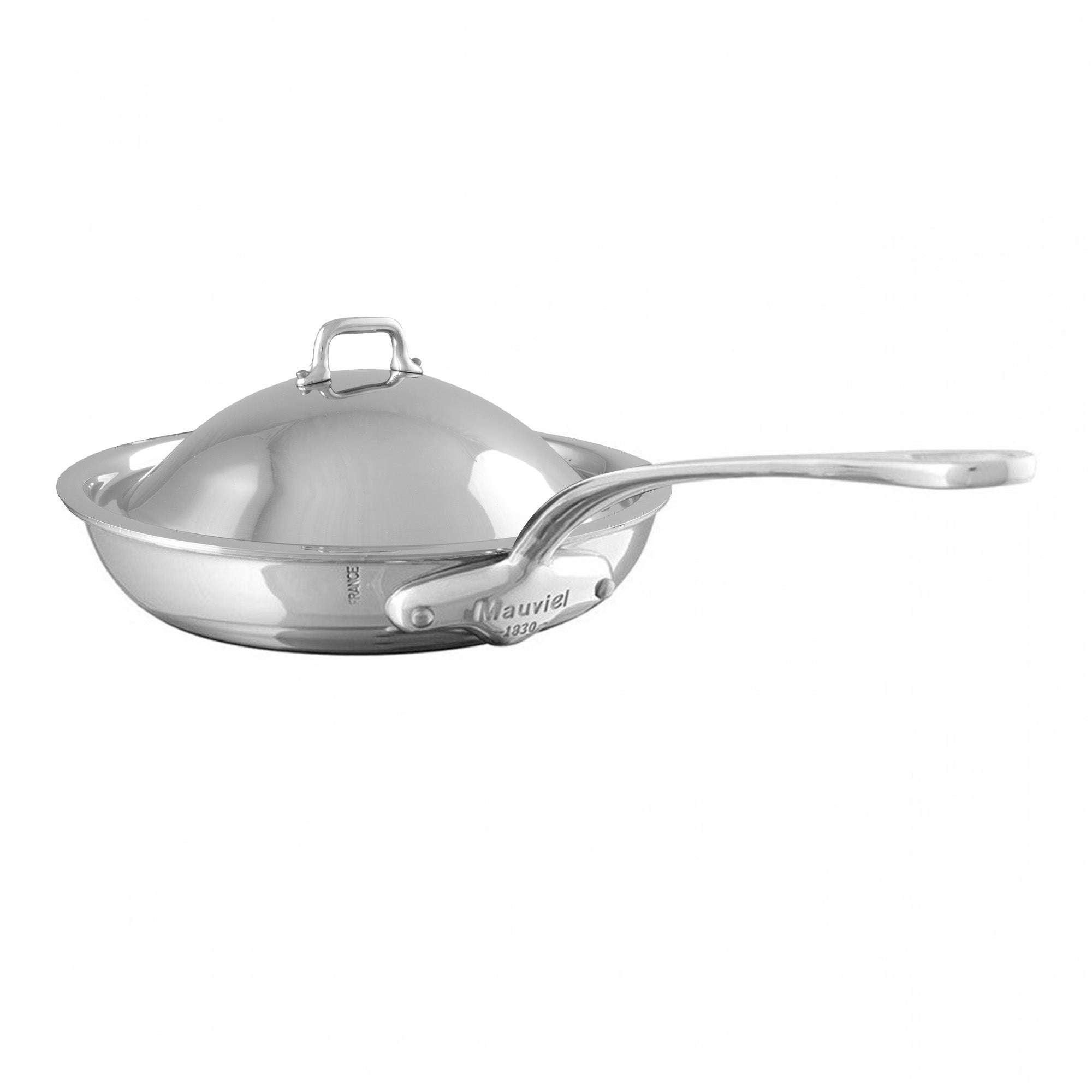 Mauviel M'COOK 5-Ply Nonstick Frying Pan With Curved Domed Lid, Cast Stainless Steel Handle, 7.9-In - Mauviel1830