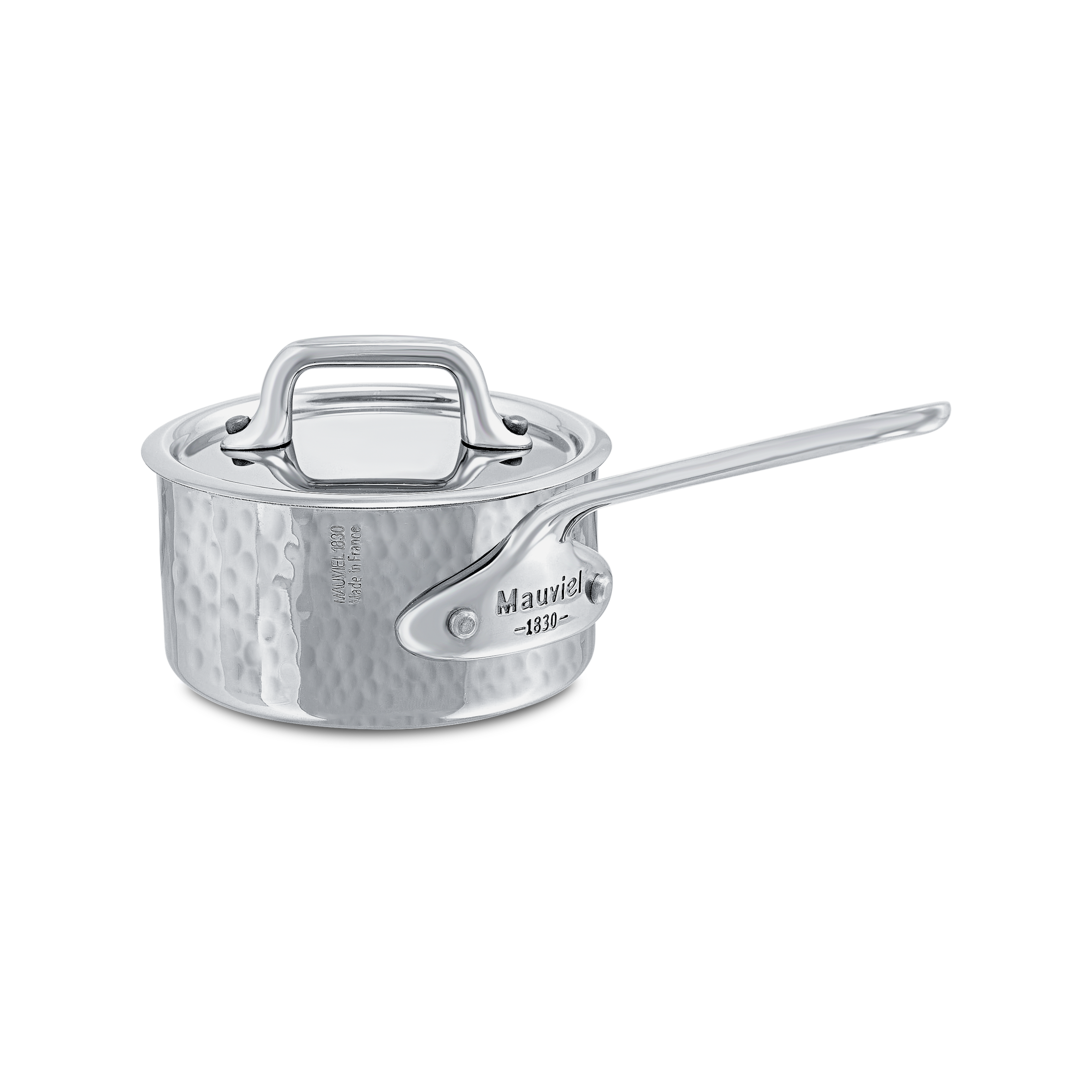 Mauviel M'MINIS Hammered Sauce Pan With Stainless Steel Handle and Lid, 0.3-Quart - Mauviel1830