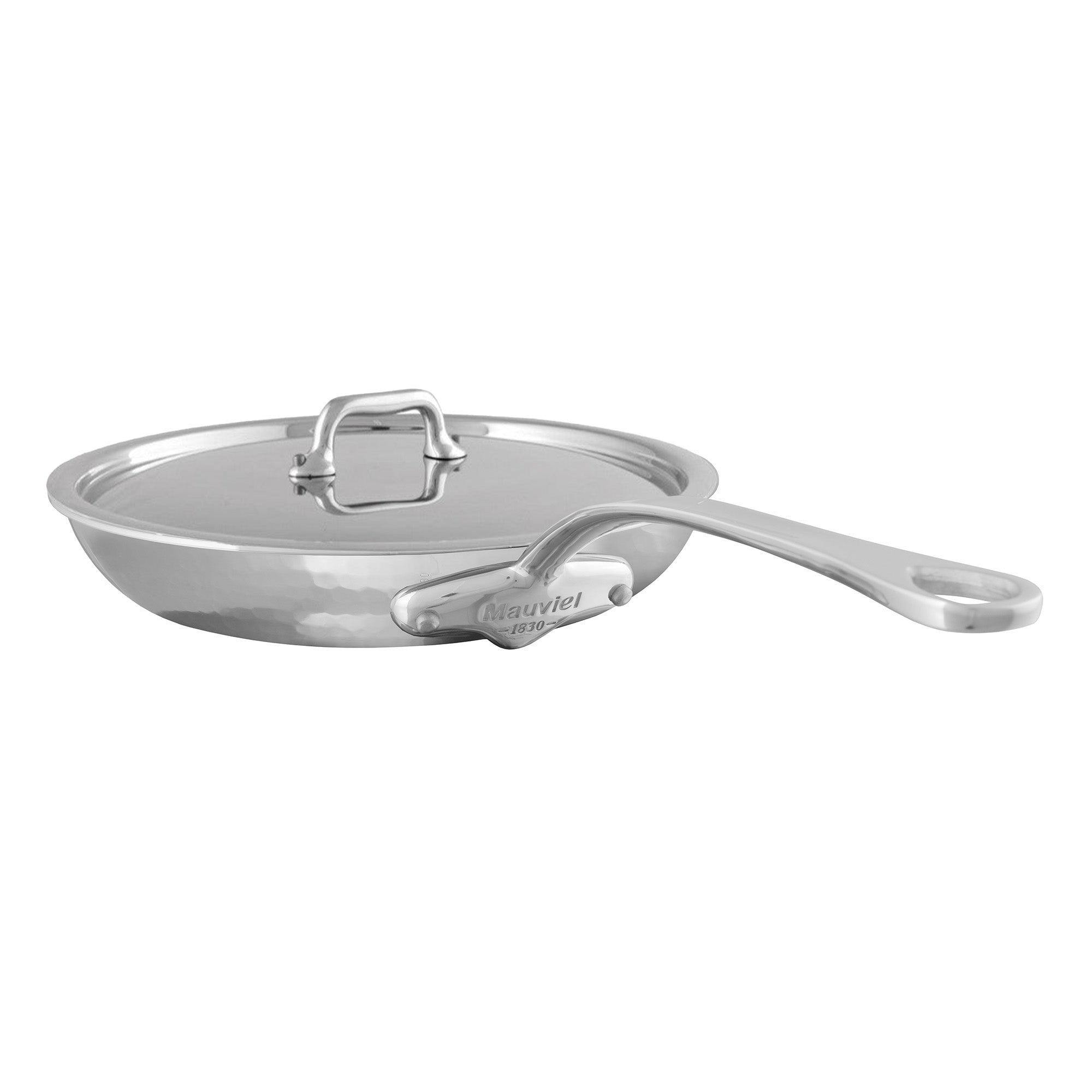 Mauviel M'ELITE Hammered 5-Ply Frying Pan With Lid, Cast Stainless Steel Handles, 9.4-In - Mauviel1830