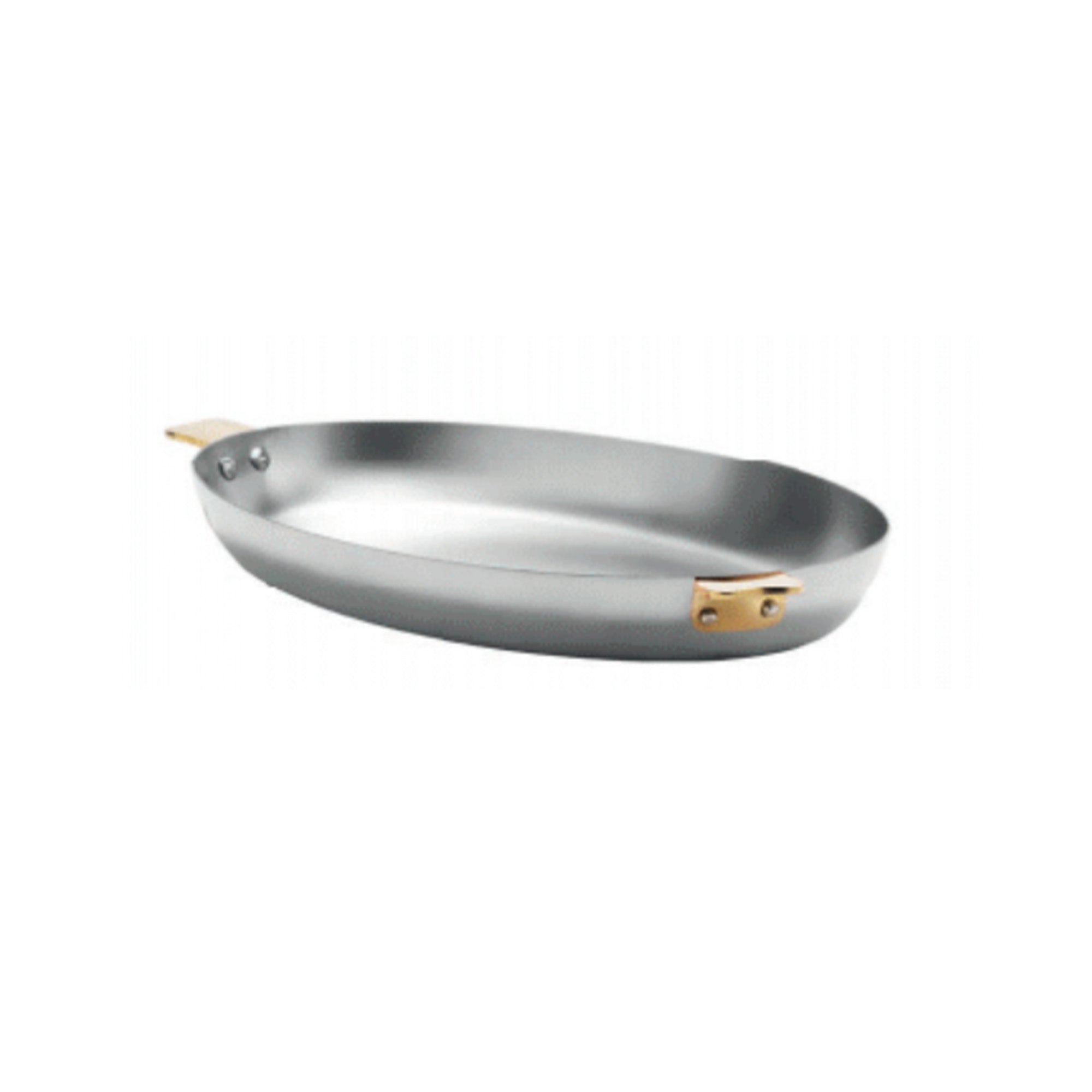 Mauviel Art Déco Stainless Steel Oval Pan With Brass Handles, 13.7-In - Mauviel1830