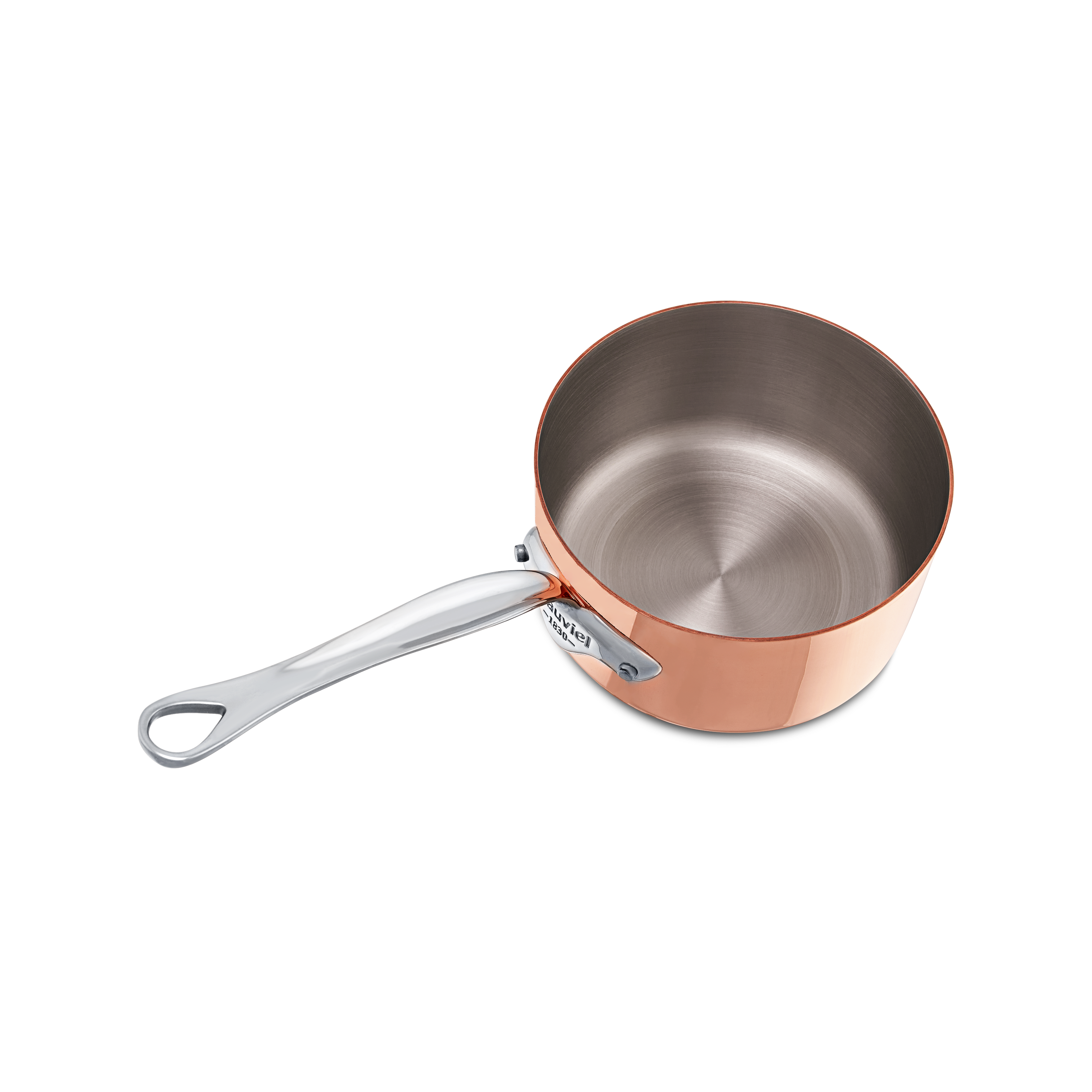 Mauviel M'Heritage M'150 S Copper Sauce Pan With Curved Lid, Cast Stainless Steel Handles, 2.8-Qt - Mauviel1830