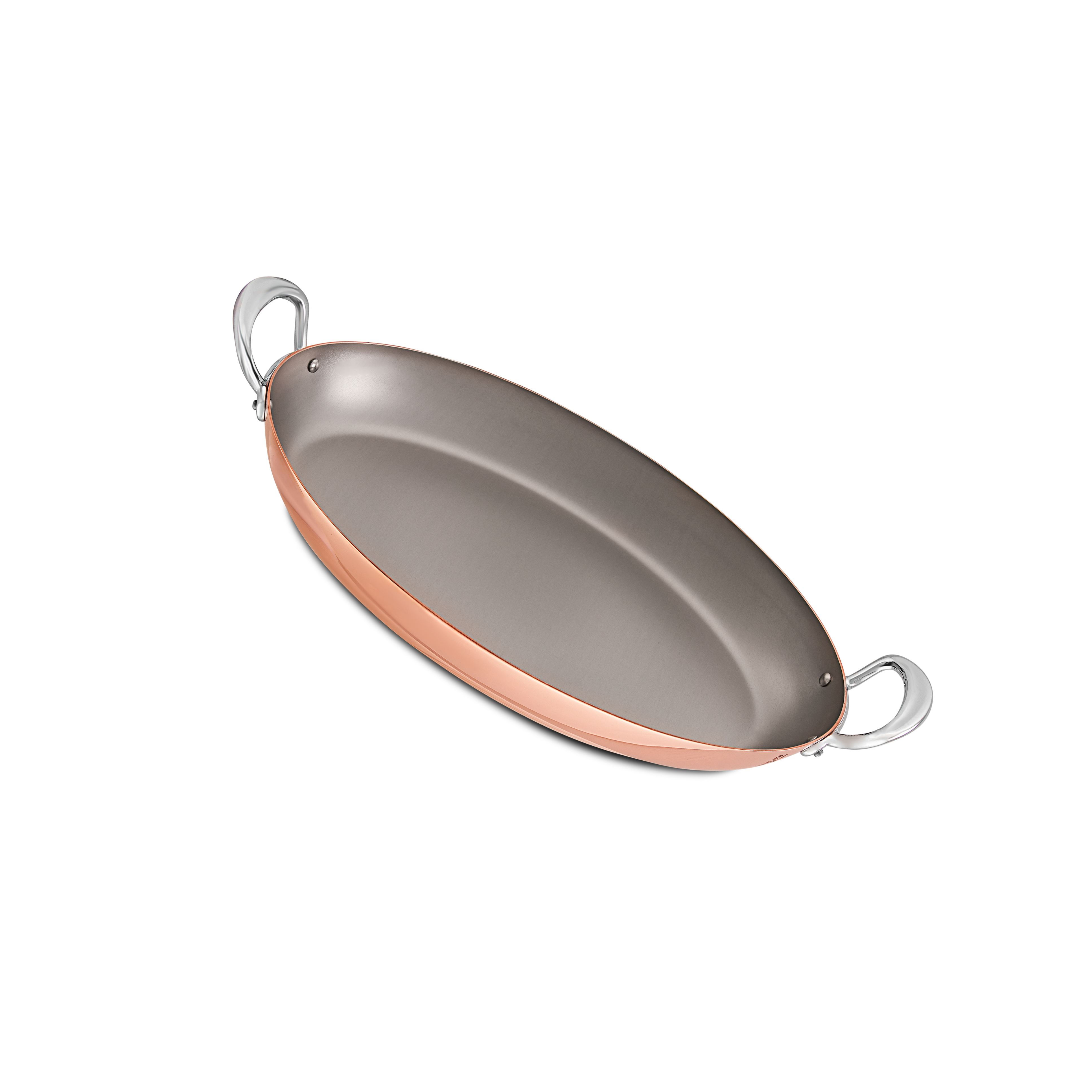 Mauviel M'Heritage M'150 S Copper Oval Pan With Cast Stainless Steel Handles, 9.8-in - Mauviel1830