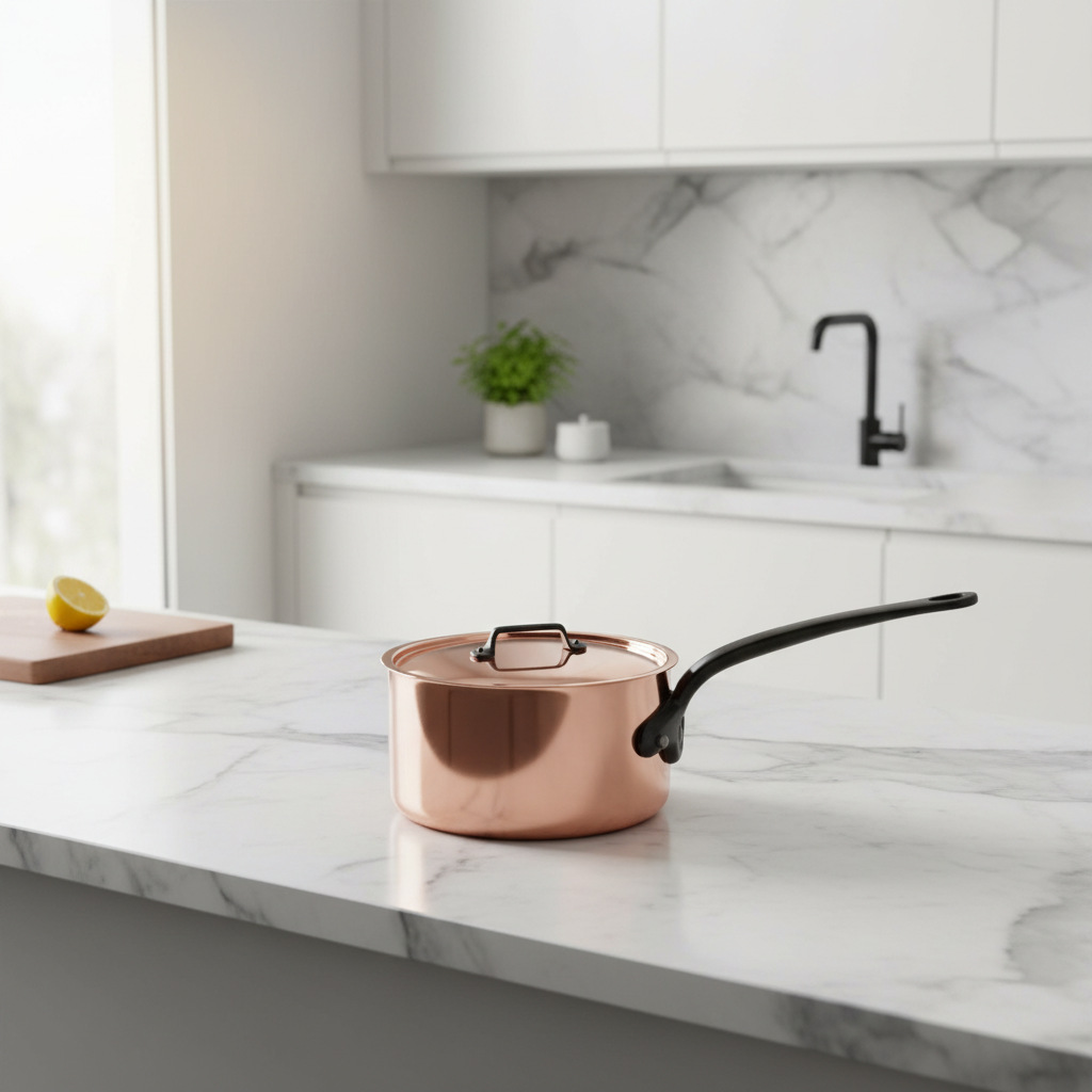 Mauviel M'Heritage M'150 CI Sauce Pan With Lid, Cast Iron Handle, 1.9-Qt - Mauviel1830