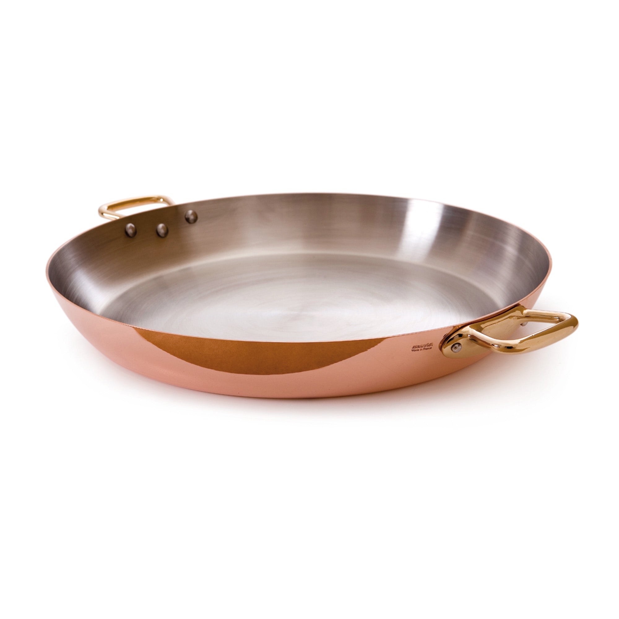 Mauviel M'Heritage M'150 B Copper Paella Pan With Brass Handles, 13.7-In - Mauviel1830