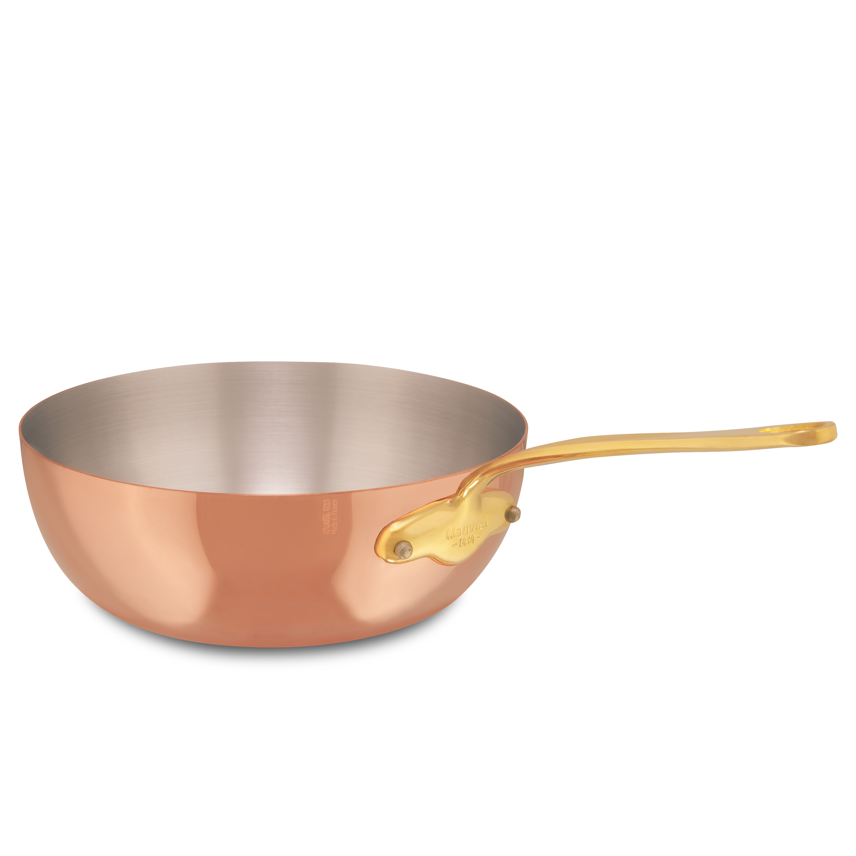 Mauviel M'Heritage M'150 B Copper Chef Pan With Lid and Brass Handle, 2.1-Qt - Mauviel1830
