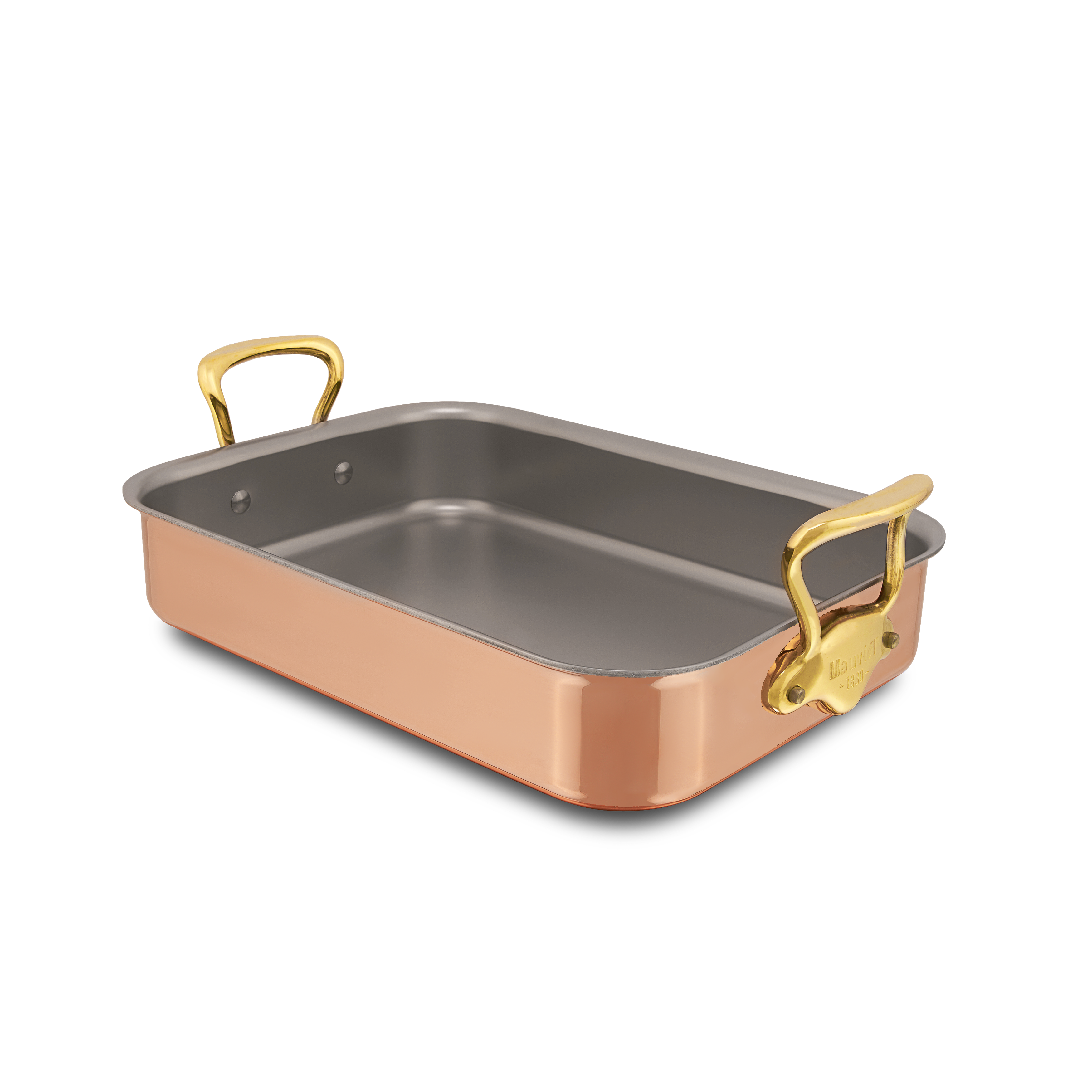 Mauviel Copper Roasting Pan With Brass Handles, 13.7 x 9.8-In - Mauviel1830