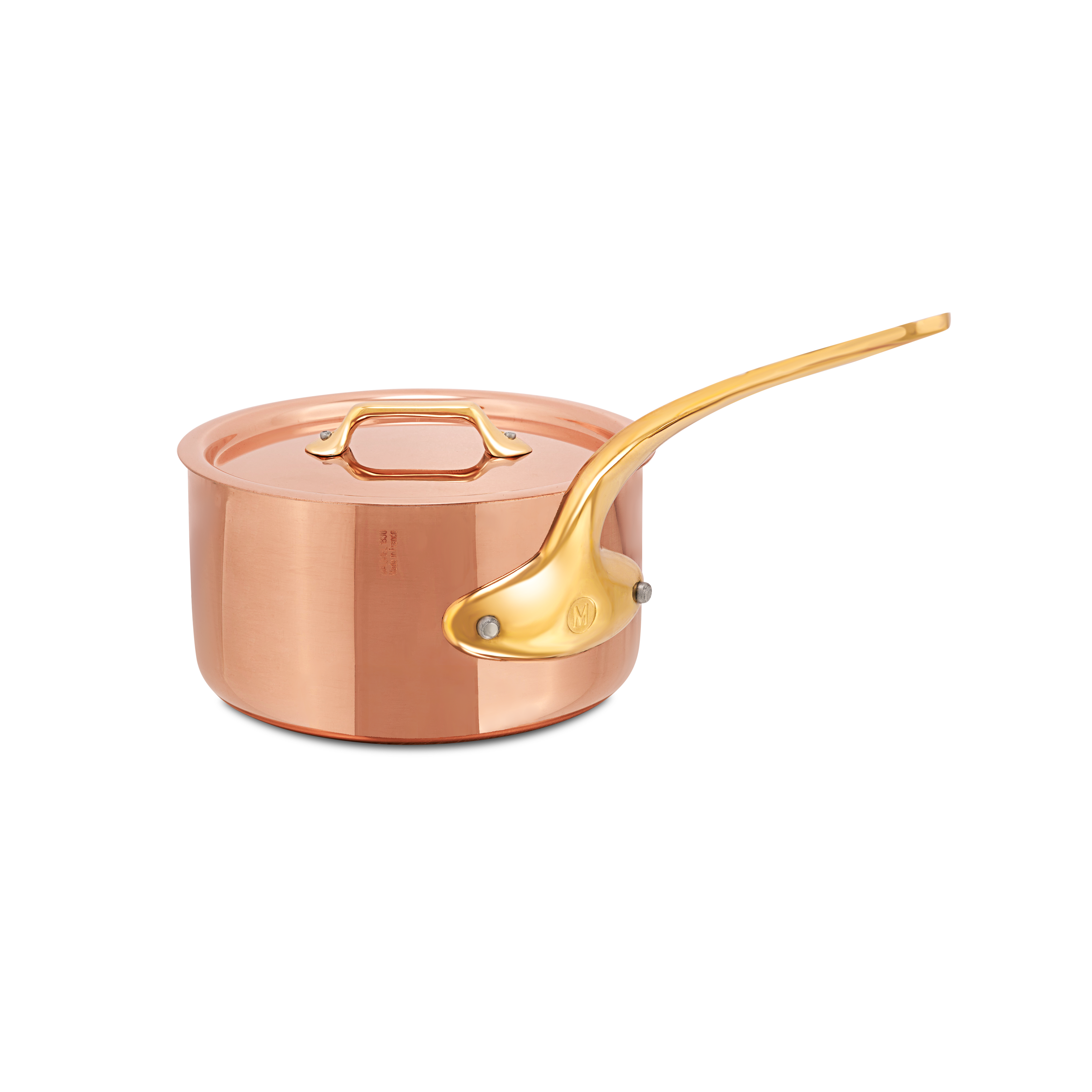 Mauviel M'Heritage M'200 B Copper Sauce Pan With Lid, Brass Handle, 2.6-Qt - Mauviel1830