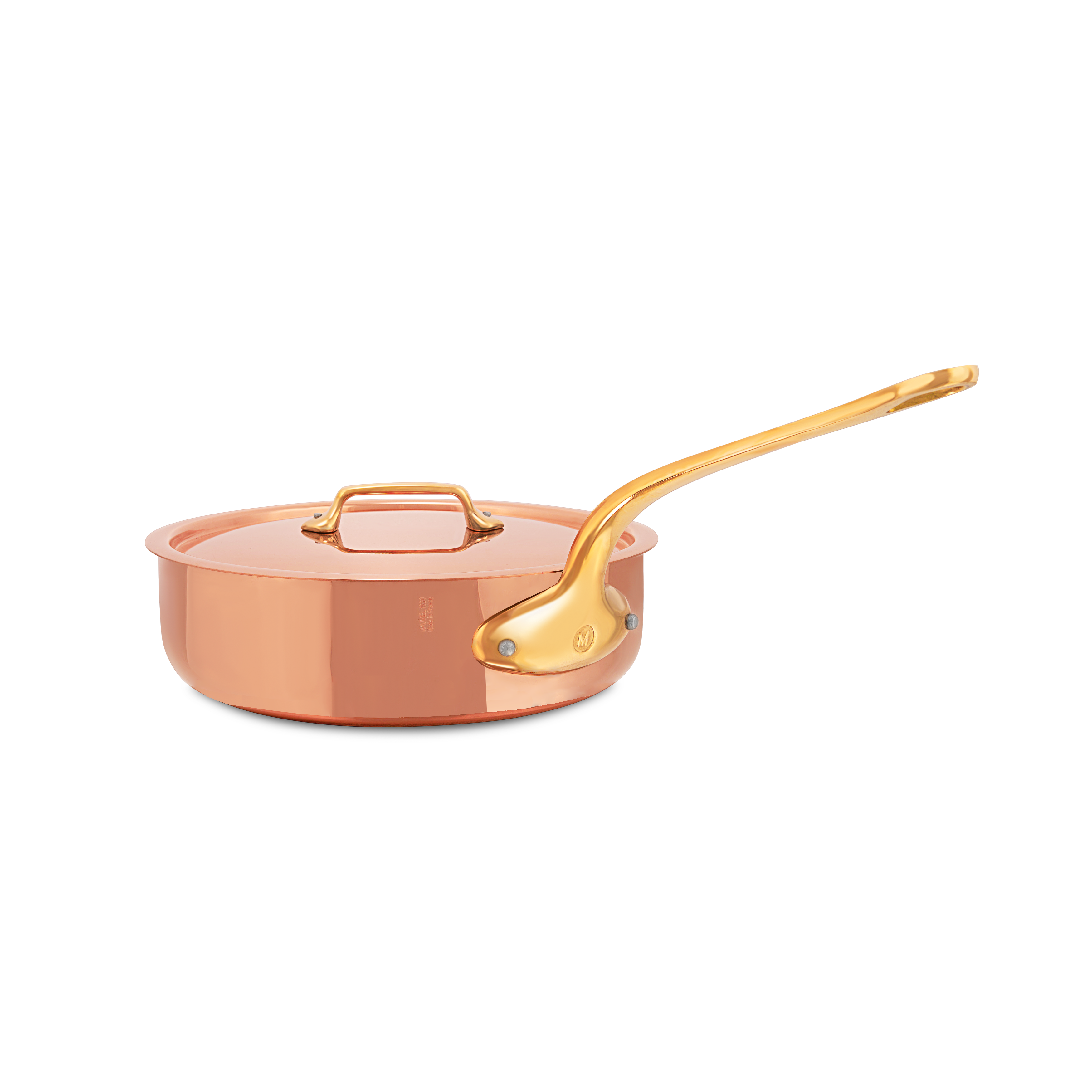 Mauviel M'Heritage M'200 B Saute Pan With Lid, Brass Handle, 3.3-Qt - Mauviel1830