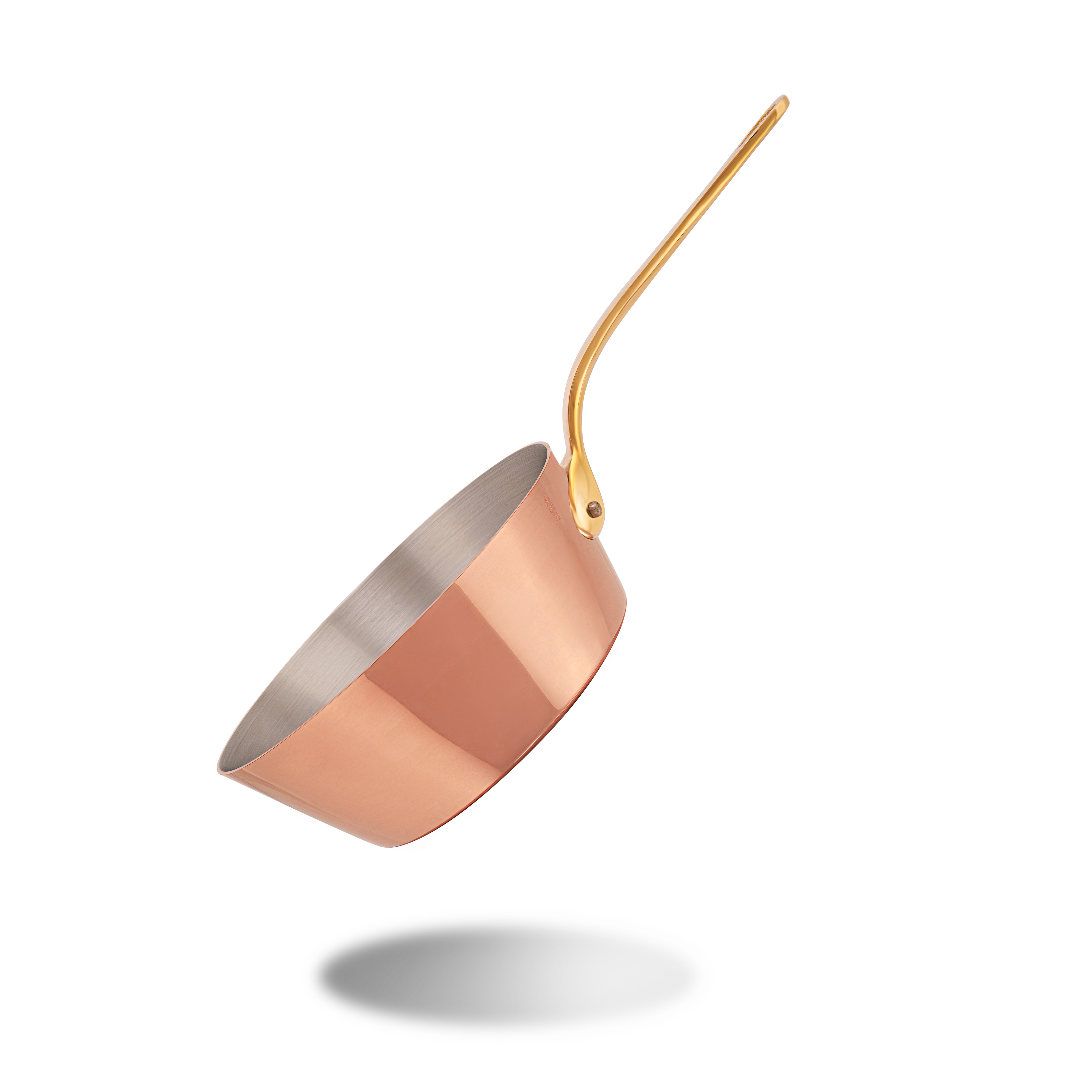 Mauviel M'Heritage M'250 B Copper Splayed Saute Pan With Lid, Brass Handle, 3.6-Qt - Mauviel1830