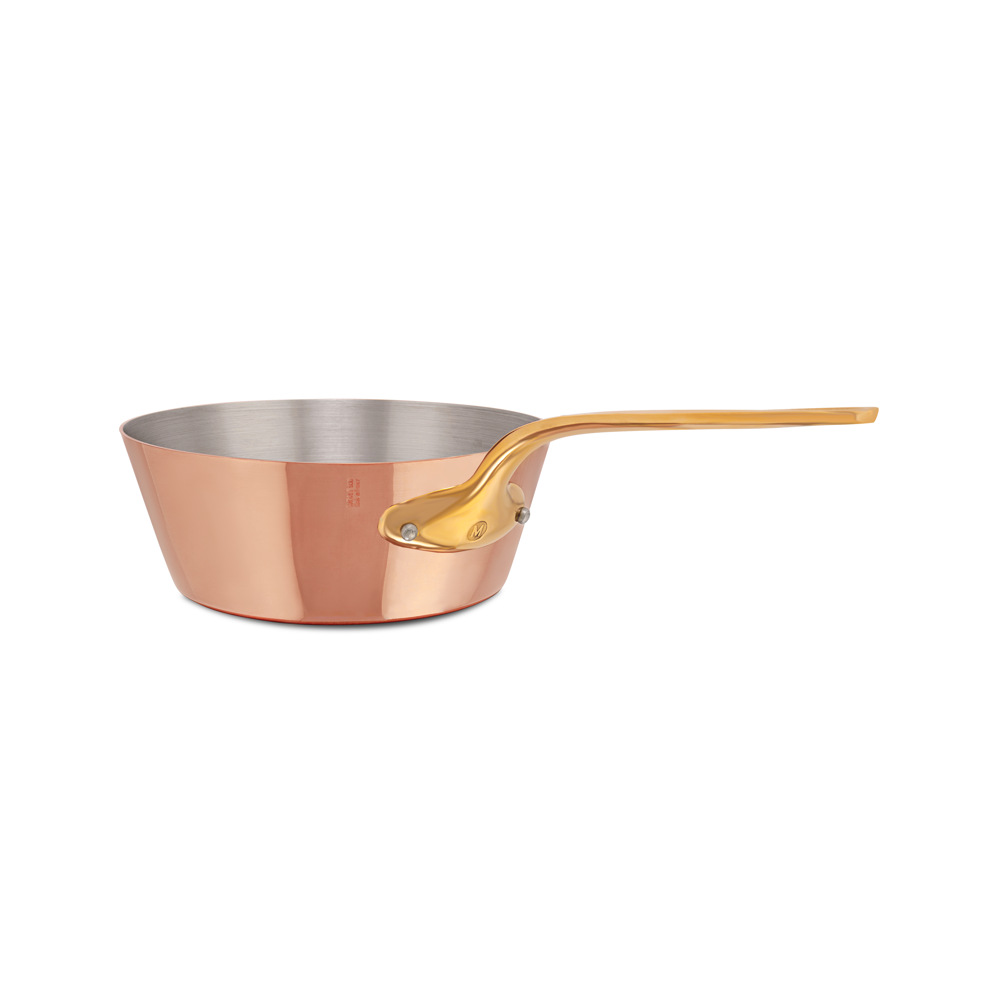 Mauviel M'Heritage M'250 B Copper Splayed Saute Pan With Lid, Brass Handle, 3.6-Qt - Mauviel1830