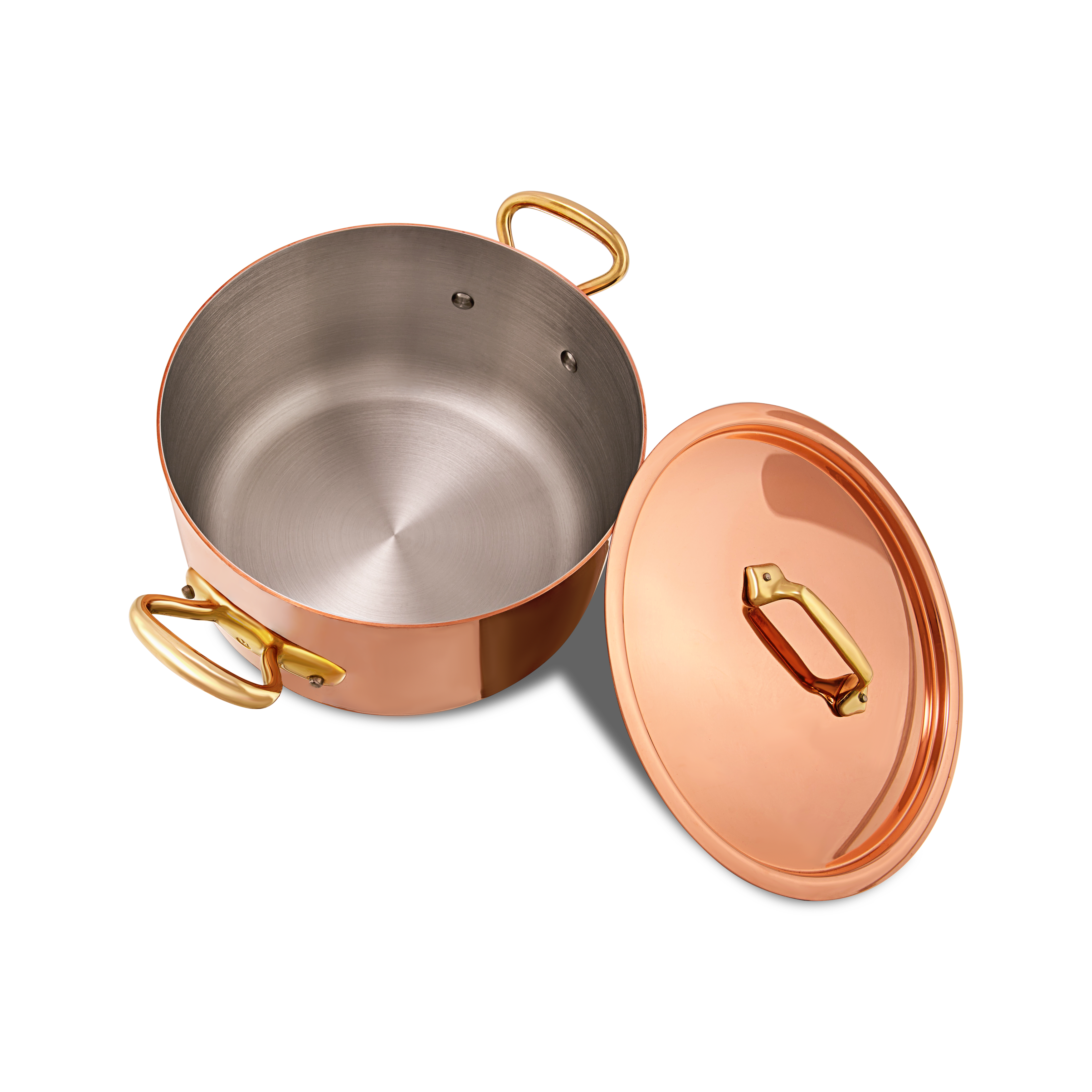 Mauviel M'Heritage M'200 B Copper Stewpan With Lid, Brass Handles, 6.1-Qt - Mauviel1830