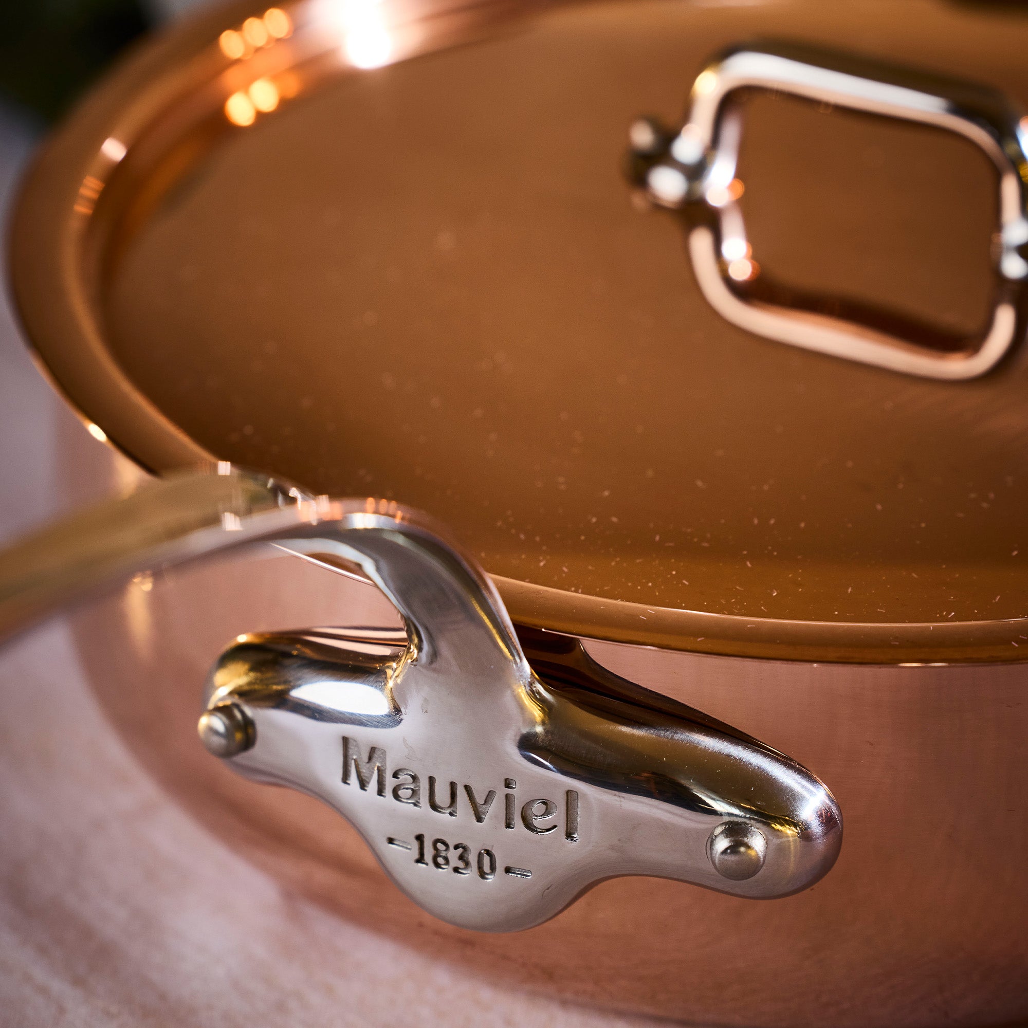 Mauviel M'Heriage M'150 S Copper Saute Pan With Lid & Cast Stainless Steel Handle, 1.8-Qt - Mauviel1830