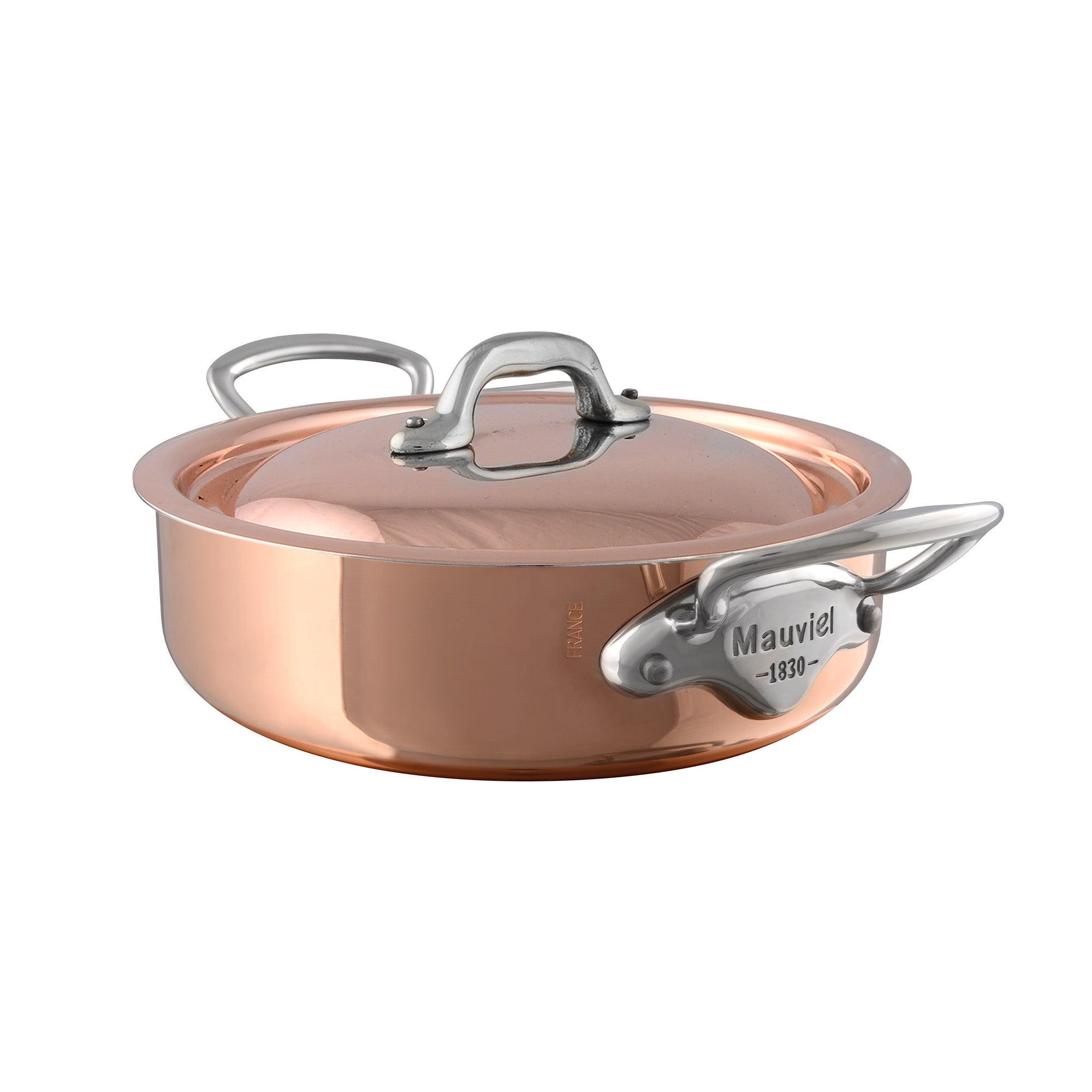 Mauviel M'Heritage 150 S Copper Rondeau With Curved Lid & Cast Stainless Steel Handles, 6-Qt - Mauviel1830