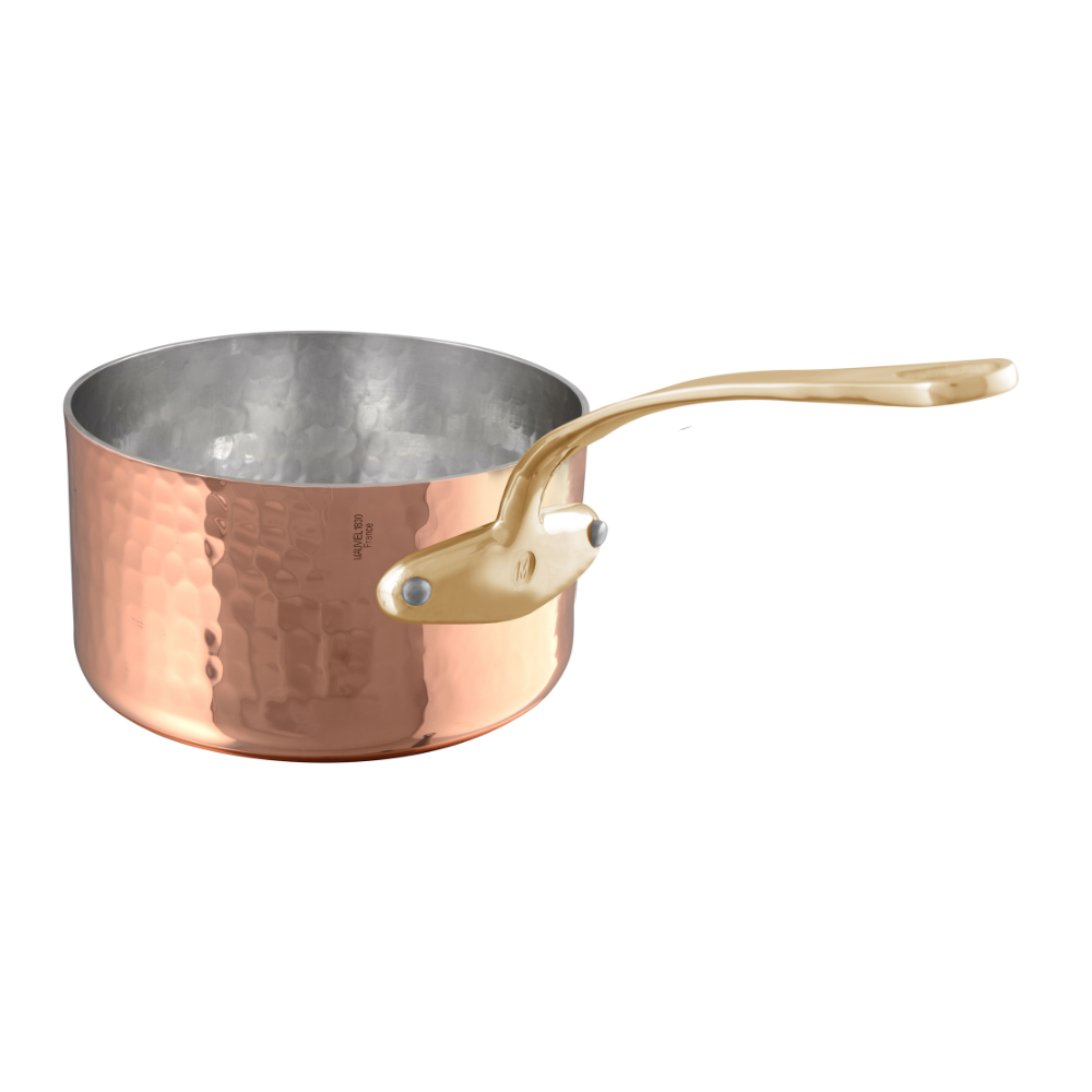 Mauviel M'Tradition Hammered Copper & Tin Inside Sauce Pan With Brass Handle - Mauviel1830