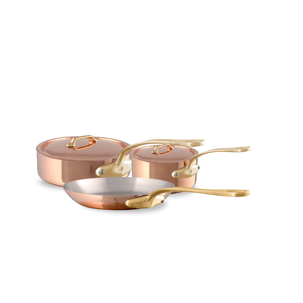 Mauviel M'Heritage M'200 B 5-Piece Copper Cookware Set With Brass