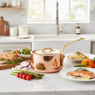 Mauviel M'Heritage M'200 B Copper Sauce Pan With Lid, Brass Handle, 2.6-Qt - Mauviel1830