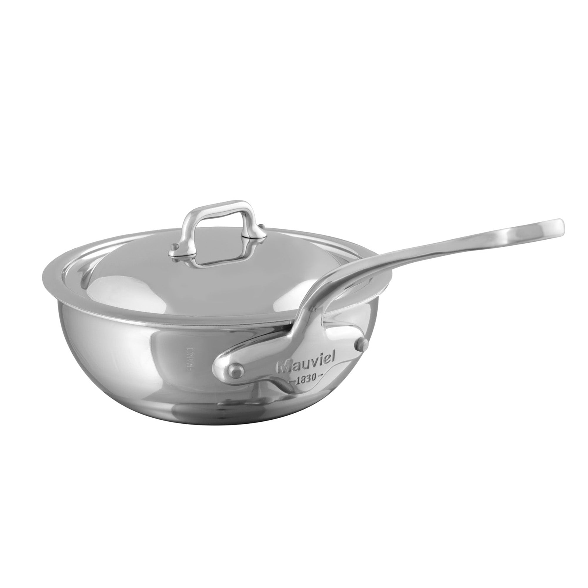 Mauviel M'COOK 5-Ply Chef Pan With lid, Cast Stainless Steel Handle, 2.1-Qt - Mauviel1830