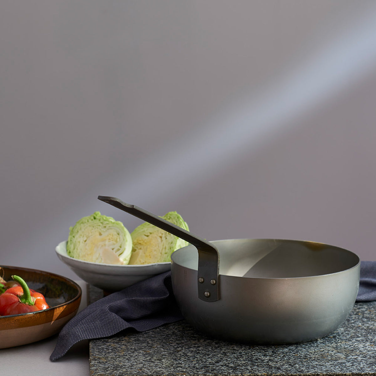Mauviel M'STEEL Black Carbon Steel Crepe Pan With Iron Handle