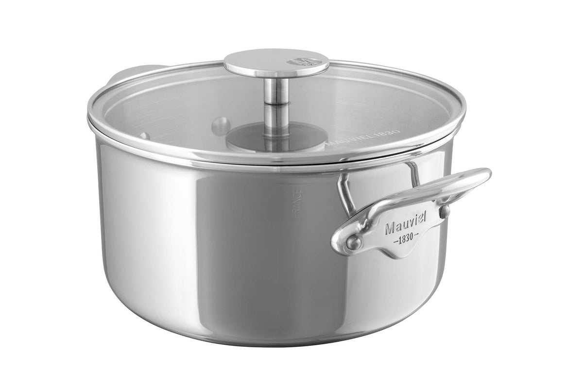 Mauviel M'COOK 5-Ply Stewpan With Glass Lid, Cast Stainless Steel Hand ...