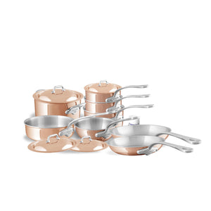 Mauviel M'Heritage M'6 S 12-Piece Induction Copper Cookware Set With Cast Stainless Steel Handles