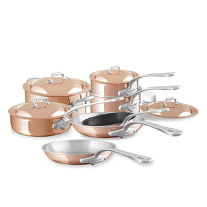 Mauviel 1830 Mauviel M'6 S 11-Piece Induction Copper Cookware Set, Cast Stainless Steel Handles With Bonus Cleaner Mauviel M'6 S 11-Piece Cookware Set With Cast Stainless Steel Handles - Mauviel USA