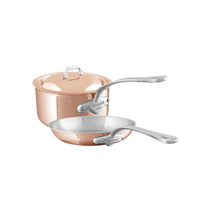 Mauviel M'6 S Induction Copper Sauce Pan 1.2-Qt and Frying Pan 7.9-In Set With Cast Stainless Steel Handle - Mauviel1830