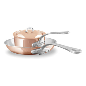 Mauviel 1830 Mauviel M'6 S Induction Copper Sauce Pan With Lid 1.2-qt and Frying Pan 10.24-in Bundle Mauviel M’6S 6-Ply Polished Copper & Stainless Steel Sauce Pan With Lid 1.2-qt and Frying Pan 10.24-in Bundle - Mauviel USA
