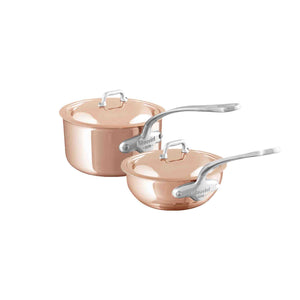 Mauviel1830 Mauviel M'6 S Induction Copper Sauce Pan 3.4-Qt and Curved Splayed Saute Pan 2.1-Quart Set With Cast Stainless Steel Handle Mauviel M'6 S Induction Copper Sauce Pan 3.4-Qt and Curved Splayed Saute Pan 2.1-Quart Set With Cast Stainless Steel Handle - Mauviel1830