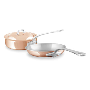 Mauviel M'heritage 3.2 qt Copper & Stainless Steel Saute Pan with Lid